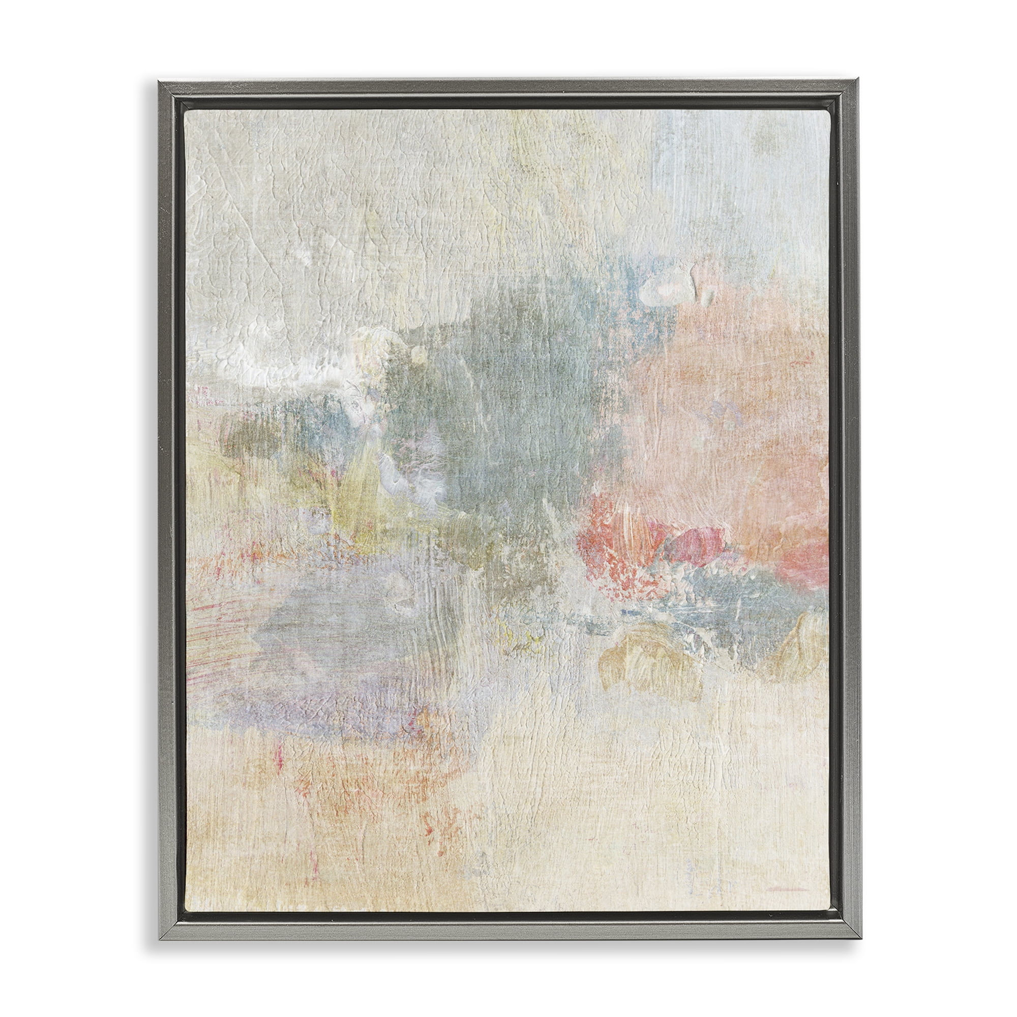 Stupell Industries Soft Ombre Abstraction Abstract Painting Gray Floater Framed Canvas Art Print Wall Art, 17 x 21