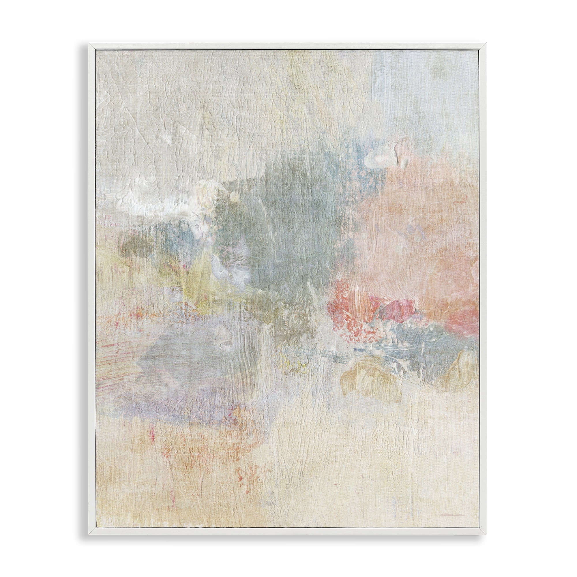 Stupell Industries Soft Ombre Abstraction Abstract Painting White Framed Art Print Wall Art, 16 x 20