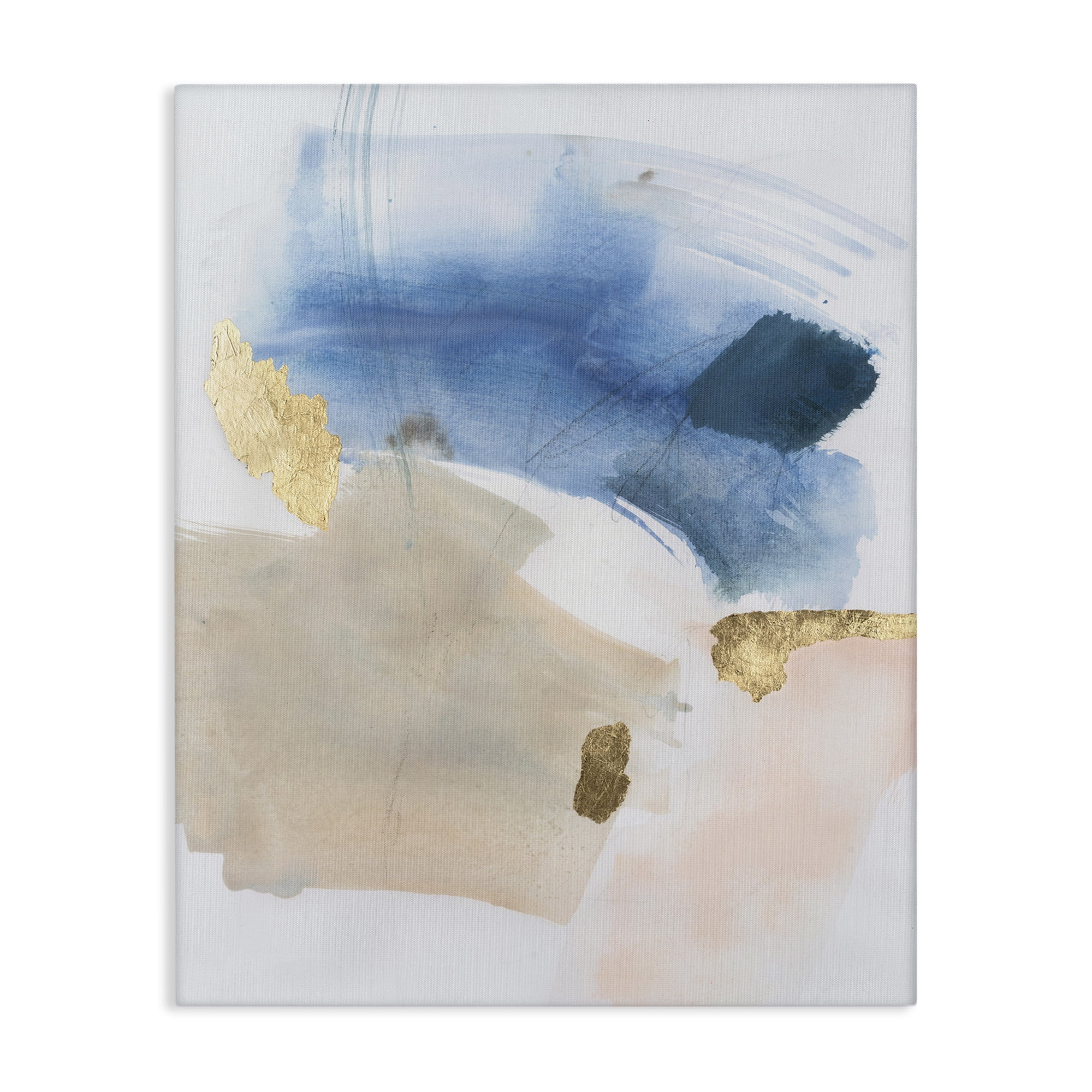 Stupell Industries Soft Ombre with Gold Accents Abstract Painting Gallery Wrapped Canvas Art Print Wall Art, 30 x 40