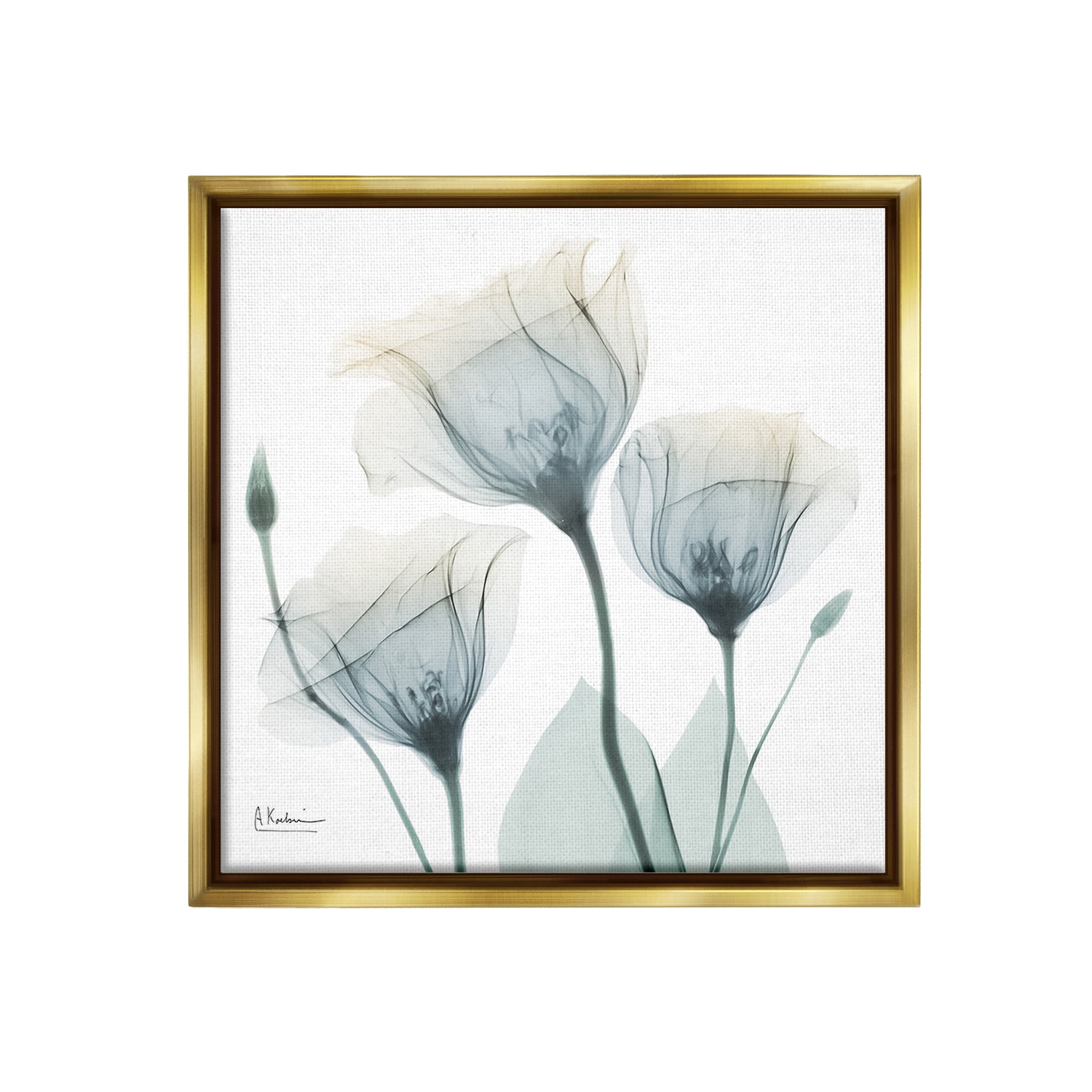 Stupell Industries Soft Opaque Tulips Botanical & Floral Photography Gold Floater Framed Canvas Art Print Wall Art, 18 x 18