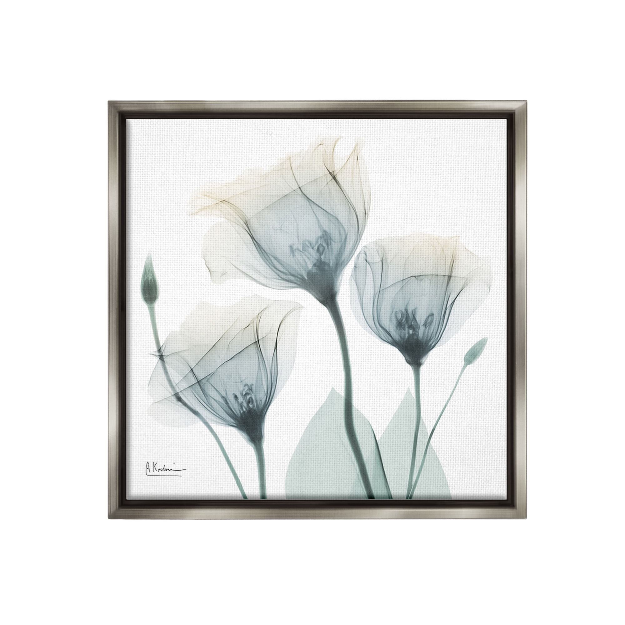 Stupell Industries Soft Opaque Tulips Botanical & Floral Photography Gray Floater Framed Canvas Art Print Wall Art, 18 x 18