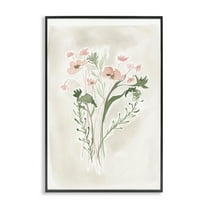 Stupell Industries Soft Organic Florals Botanical & Floral Painting Black Framed Art Print Wall Art, 12 x 18