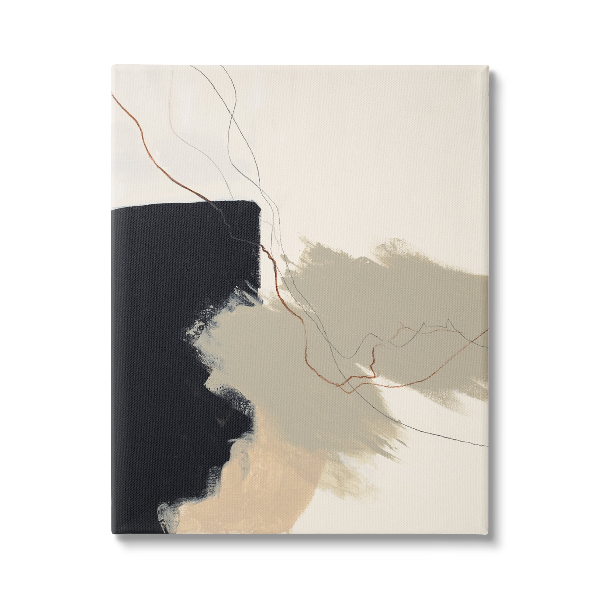 Stupell Industries Soft Paint Strokes with Line Abstract Painting Gallery Wrapped Canvas Art Print Wall Art, 36 x 48