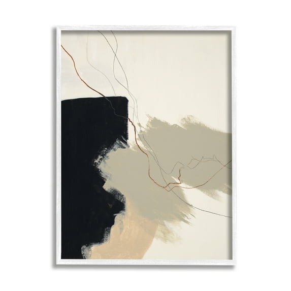 Stupell Industries Soft Paint Strokes with Line Abstract Painting White Framed Art Print Wall Art, 16 x 20