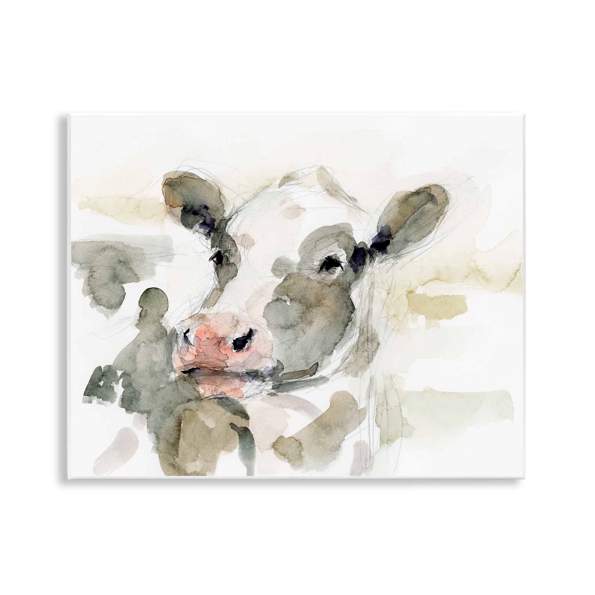 Stupell Industries Soft Painterly Cow Animals & Insects Painting Unframed Art Print Wall Art, 14 x 11