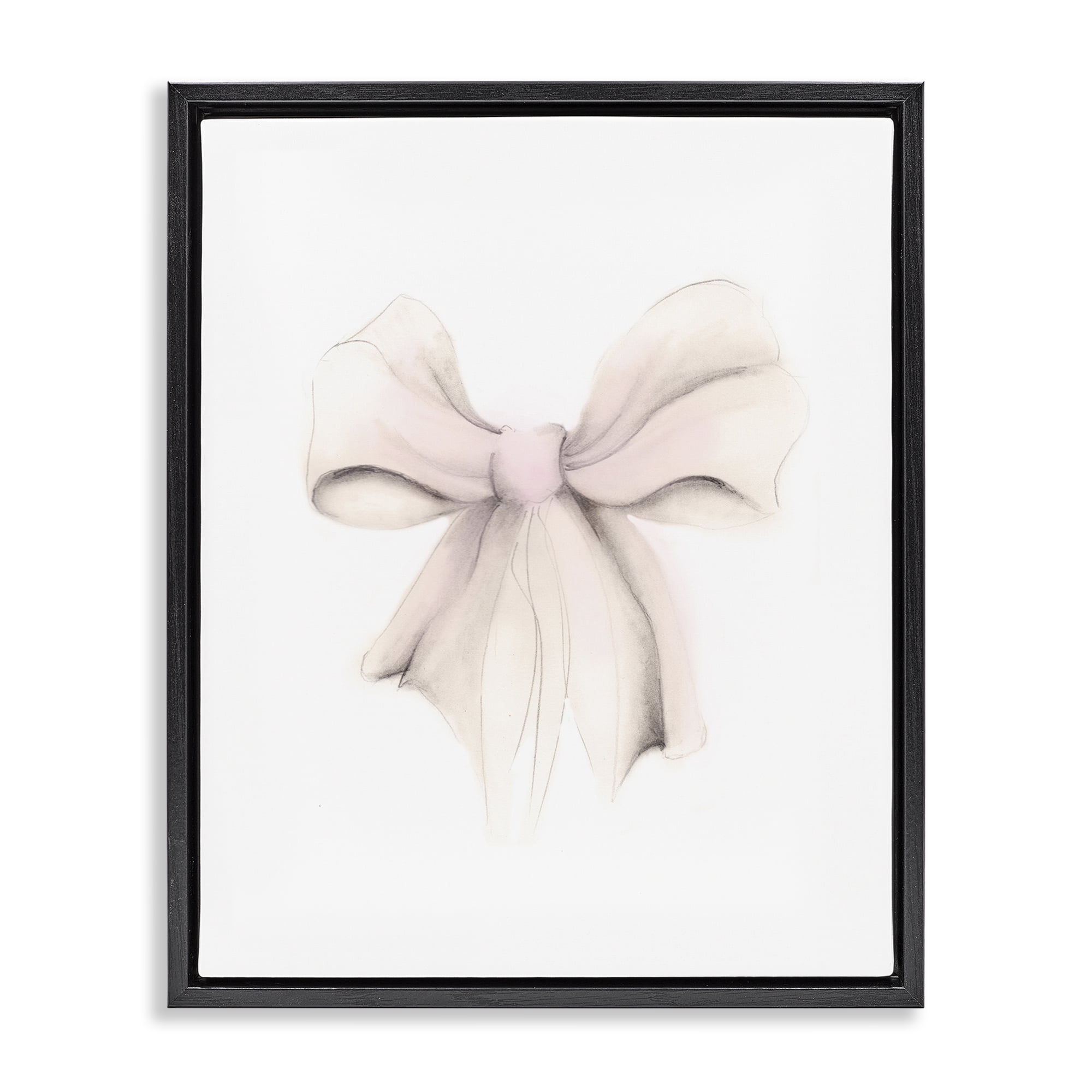 Stupell Industries Soft Pale Ribbon Beauty & Fashion Painting Black Floater Framed Art Print Wall Art, 25 x 31