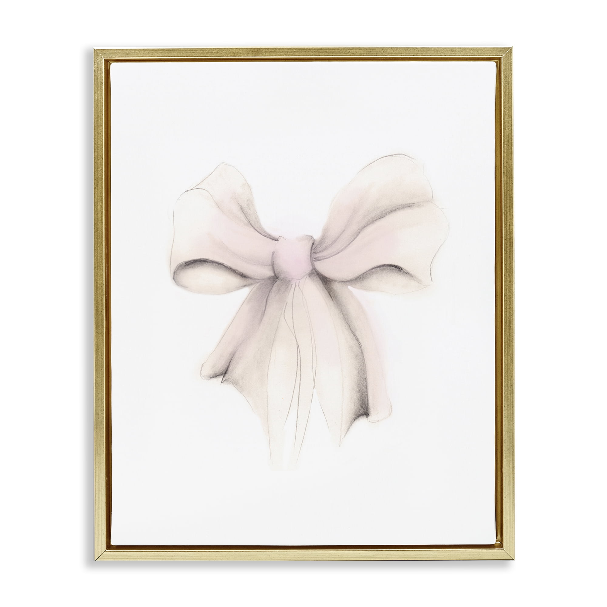 Stupell Industries Soft Pale Ribbon Beauty & Fashion Painting Gold Floater Framed Art Print Wall Art, 25 x 31