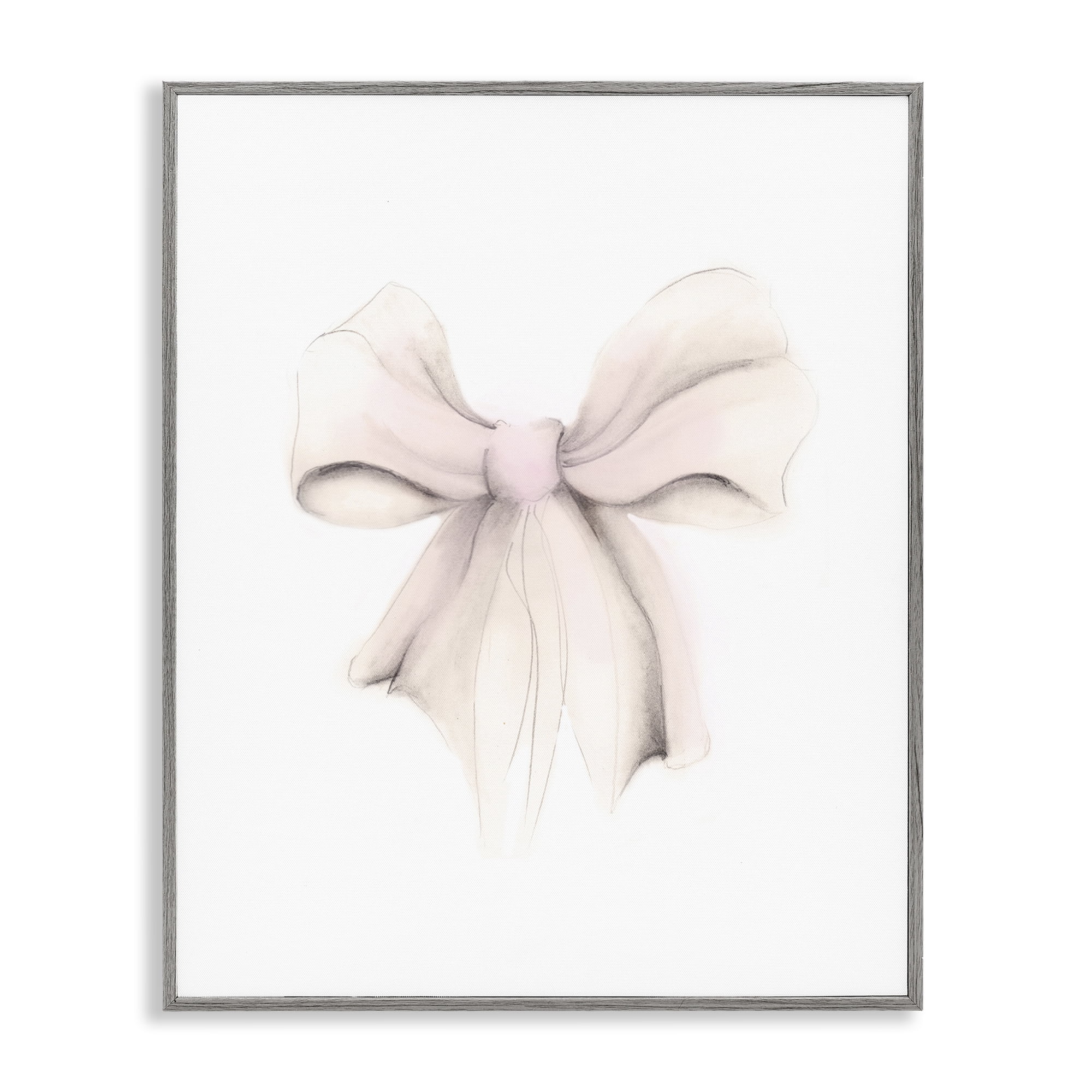 Stupell Industries Soft Pale Ribbon Beauty & Fashion Painting Gray Framed Art Print Wall Art, 16 x 20