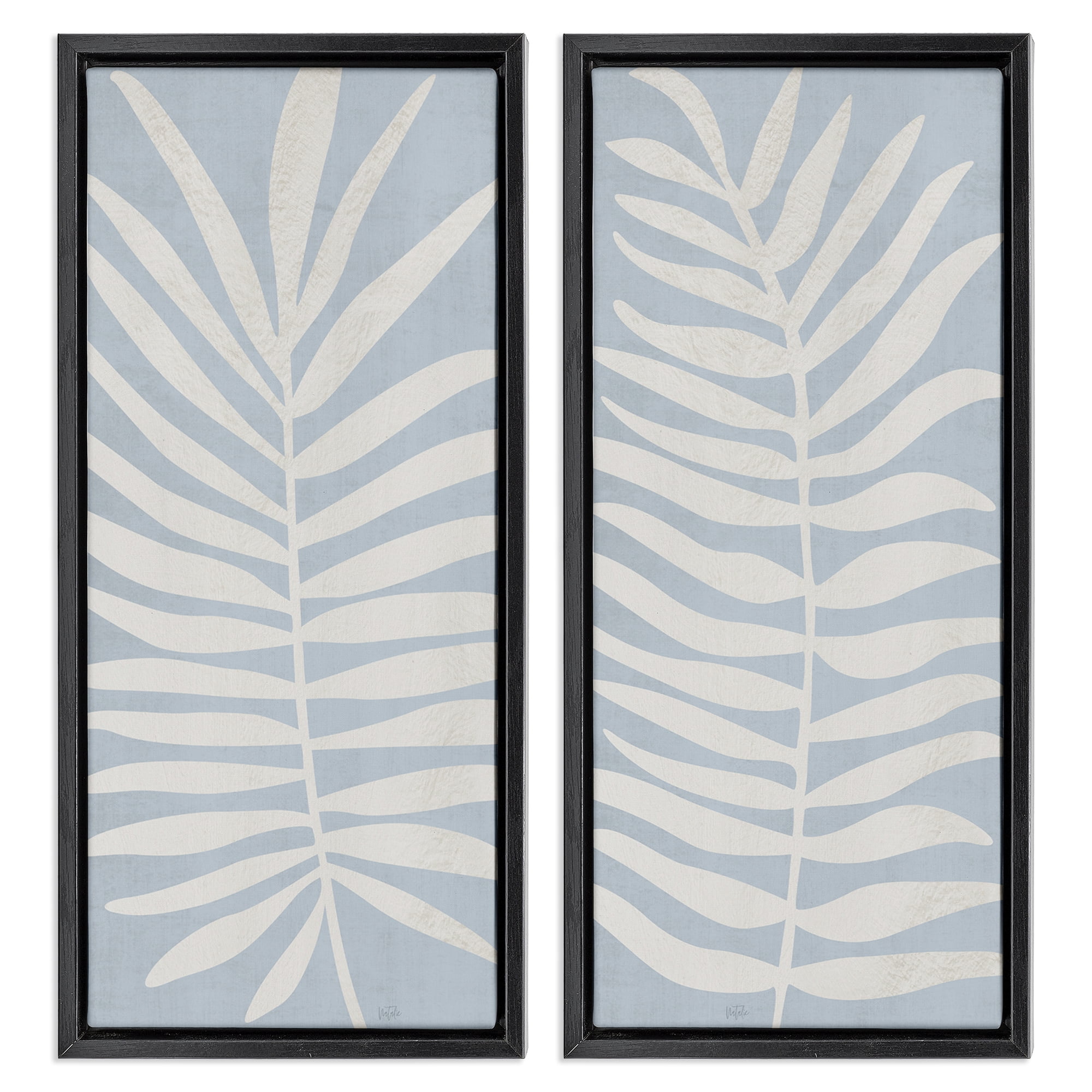 Stupell Industries Soft Palm Leaf Pair 2 Piece Black Framed Floater Canvas Set, design by Natalie Carpentieri