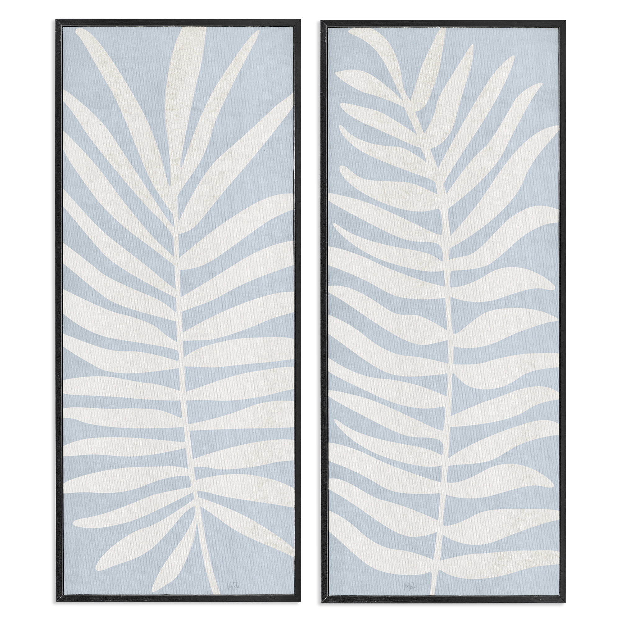 Stupell Industries Soft Palm Leaf Pair 2 Piece Black Framed Giclee Art Set, design by Natalie Carpentieri