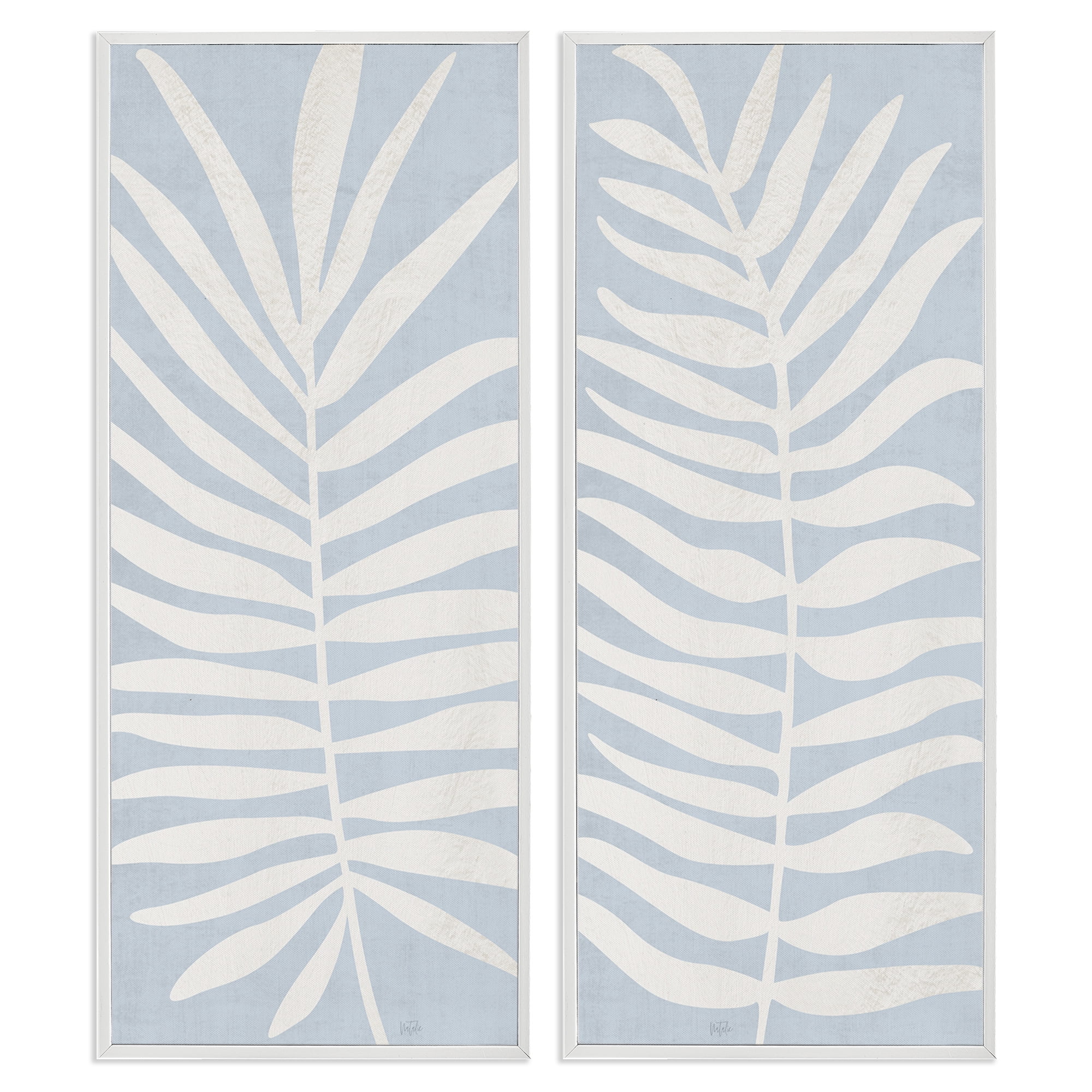 Stupell Industries Soft Palm Leaf Pair 2 Piece White Framed Giclee Art Set, design by Natalie Carpentieri