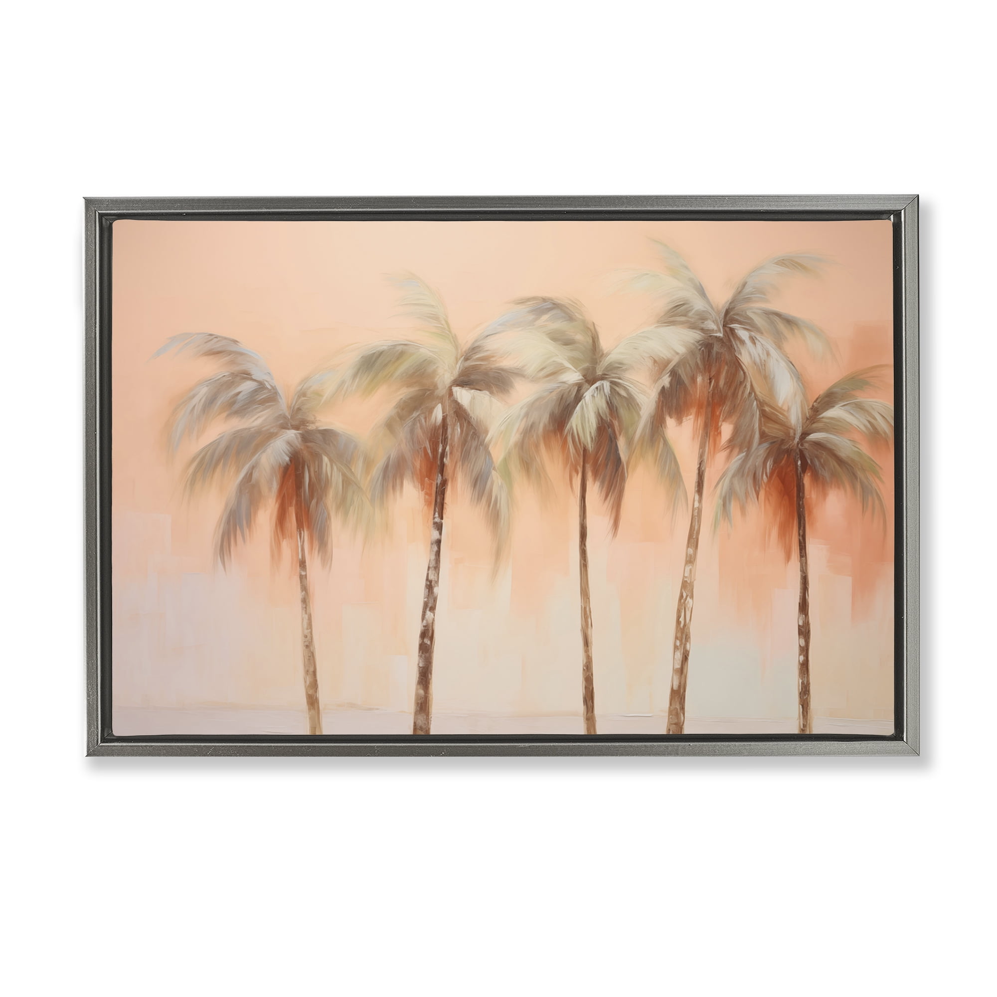 Stupell Industries Soft Palm Tree Lineup Plants & Flowers Painting Gray Floater Framed Canvas Art Print Wall Art, 25 x 17