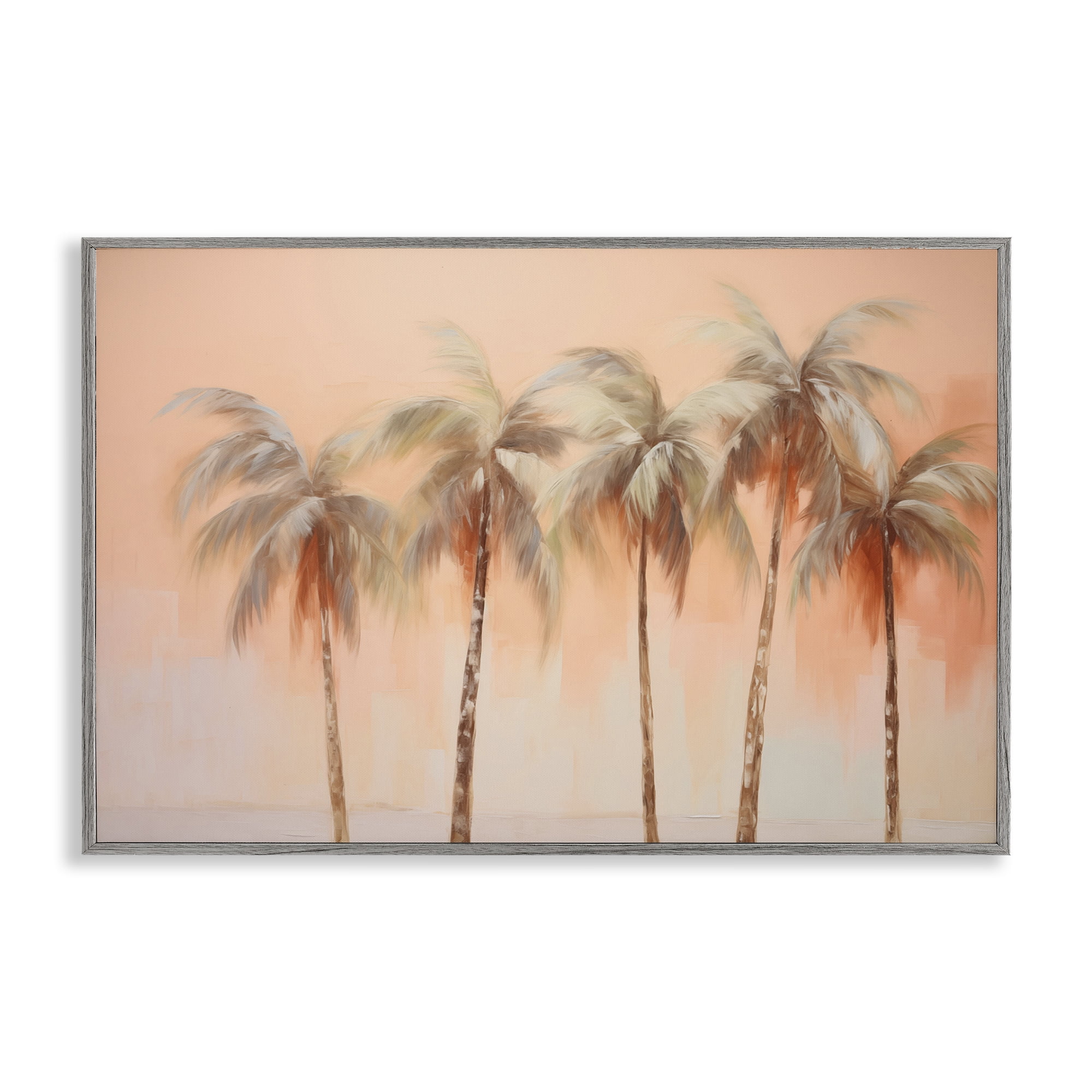 Stupell Industries Soft Palm Tree Lineup Plants & Flowers Painting Gray Framed Art Print Wall Art, 18 x 12