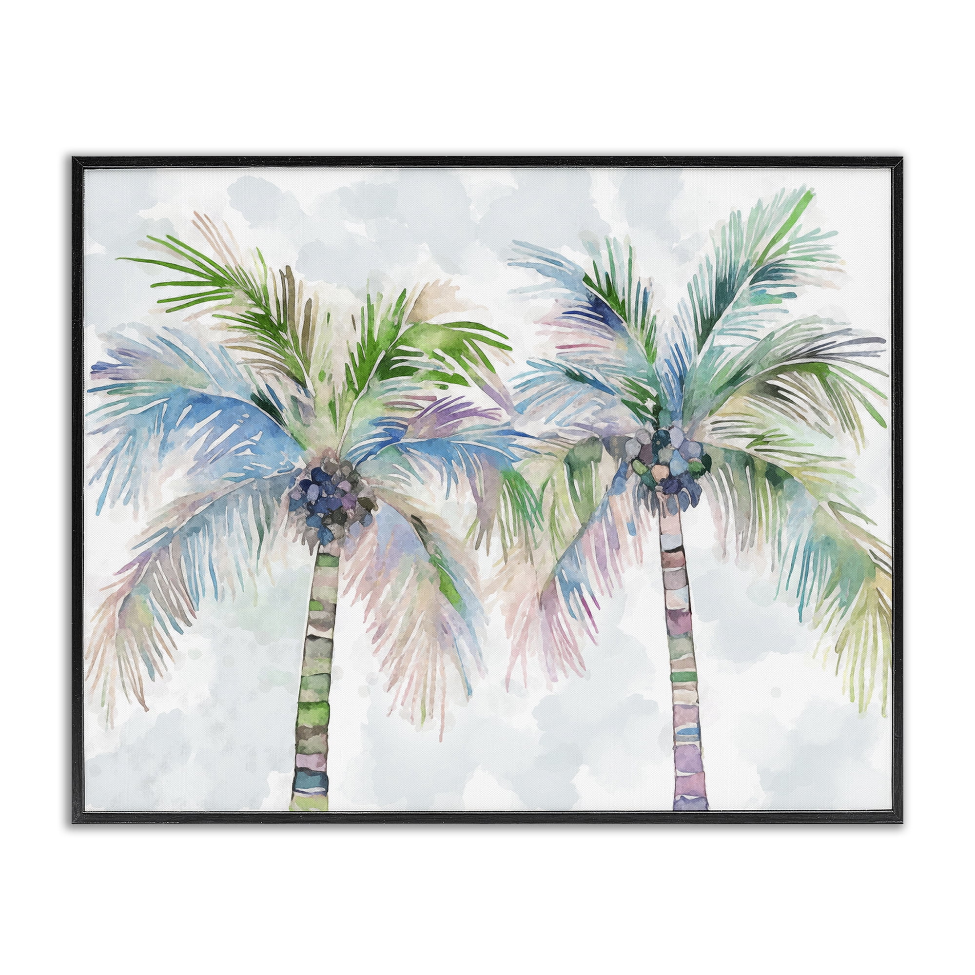 Stupell Industries Soft Palm Tree Pair Botanical & Floral Painting Black Framed Art Print Wall Art, 20 x 16