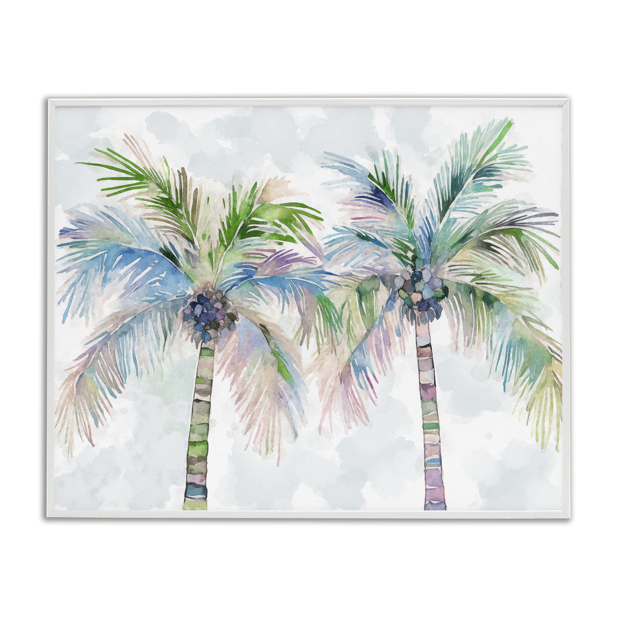 Stupell Industries Soft Palm Tree Pair Botanical & Floral Painting White Framed Art Print Wall Art, 20 x 16