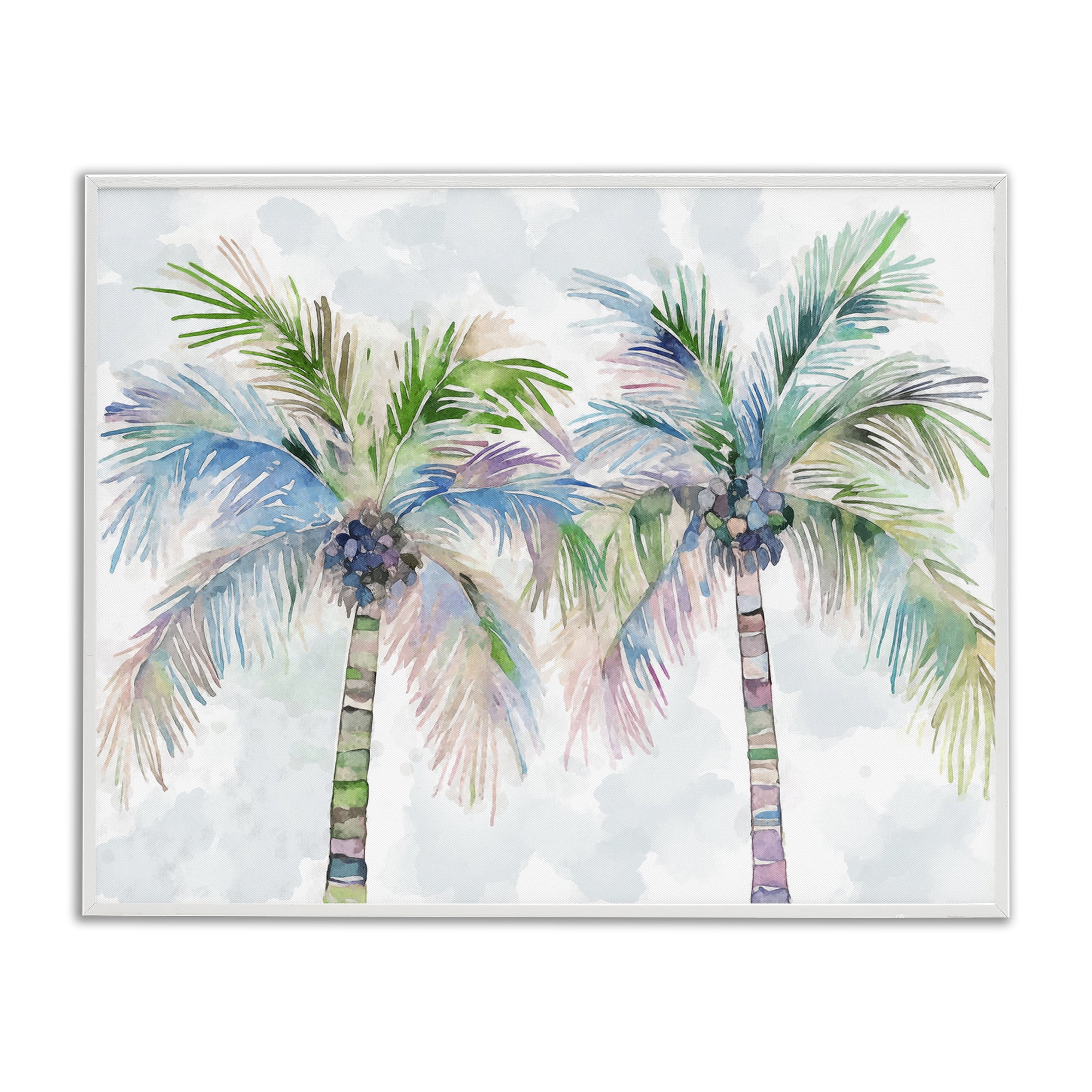 Stupell Industries Soft Palm Tree Pair Botanical & Floral Painting White Framed Art Print Wall Art, 30 x 24