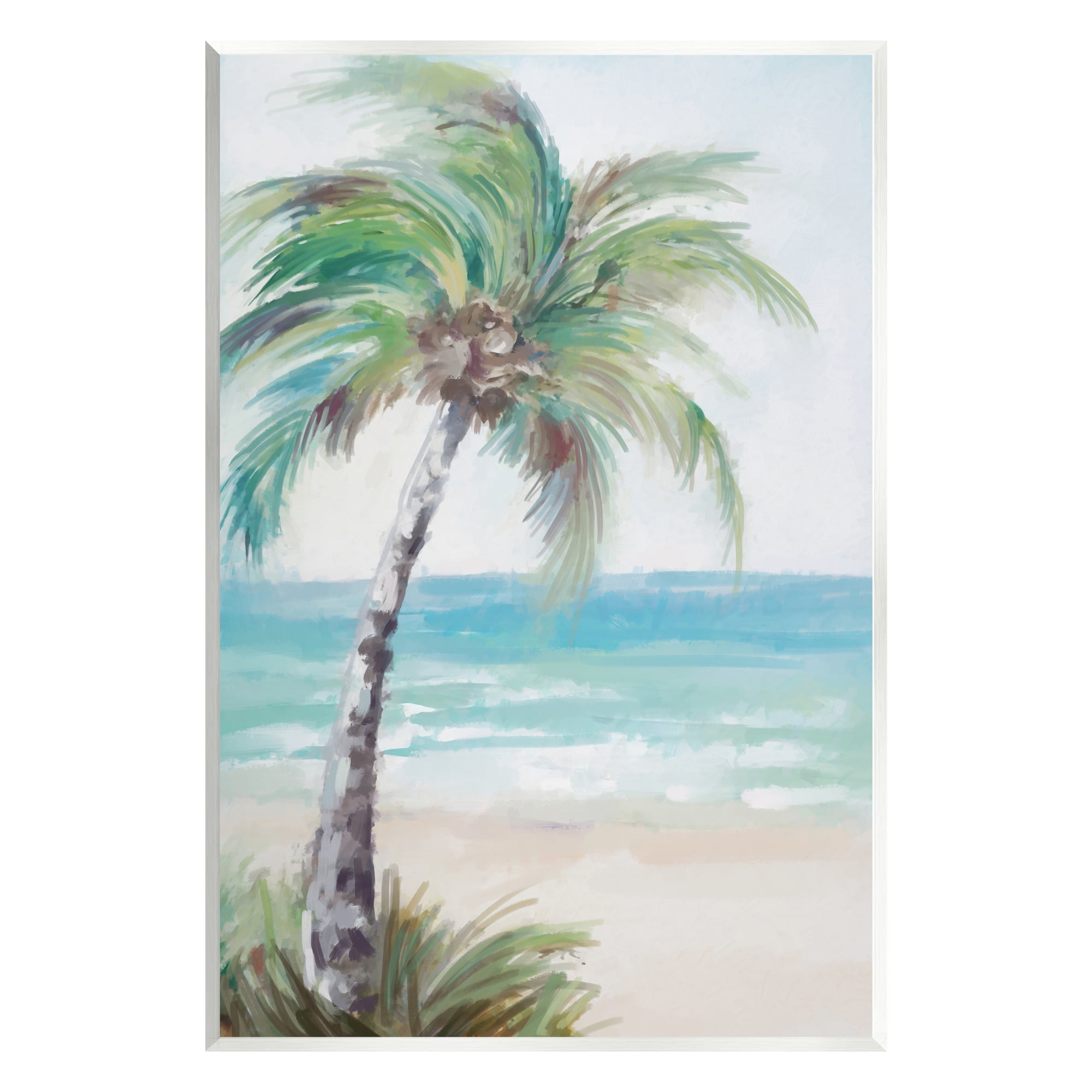 Soft Palm Tree Beach Landscape MDF Wood Wall Art, 13 x 19