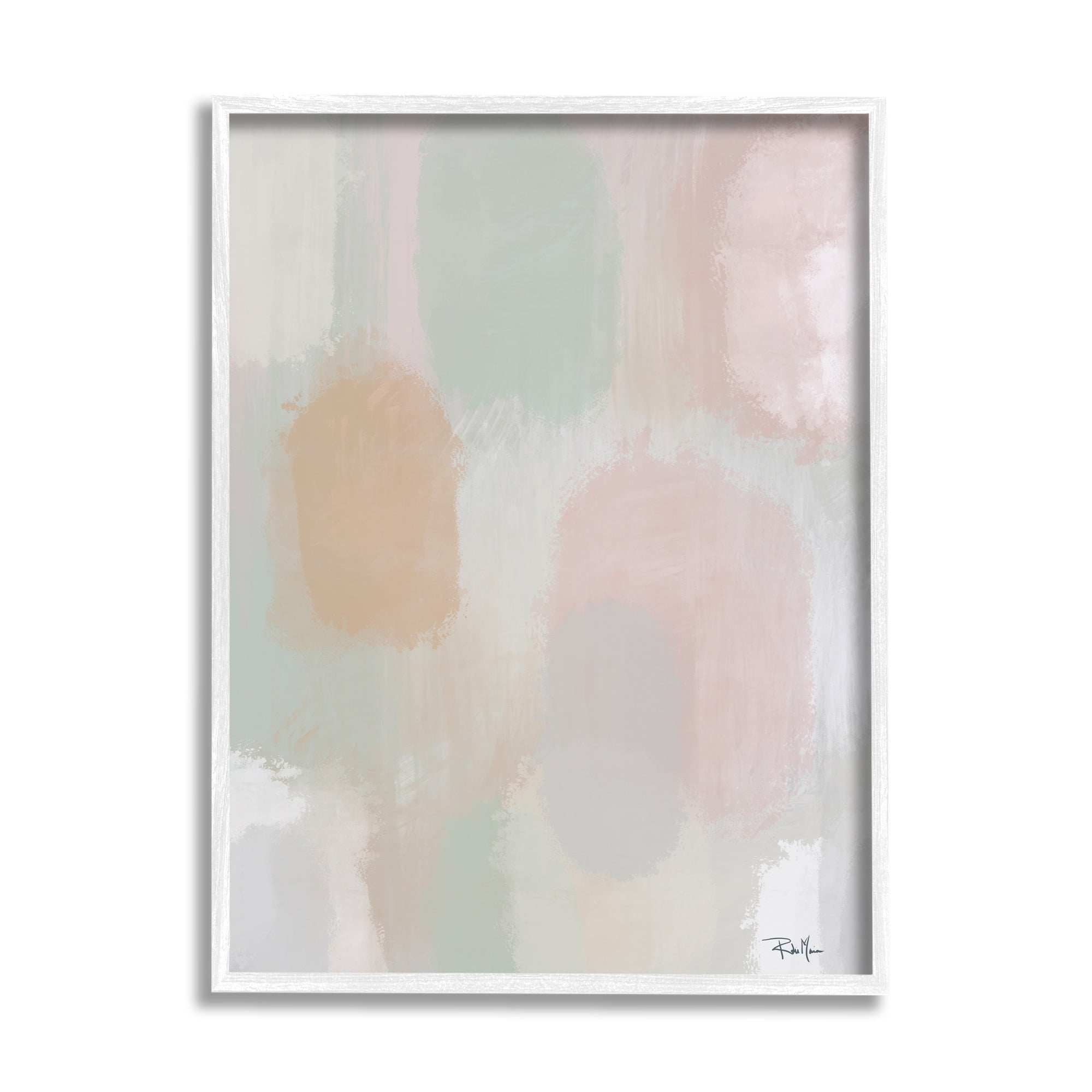 Stupell Industries Soft Pastel Abstract Painting Tranquil Pink Green Shapes, 11 x 14,Design by Robin Maria