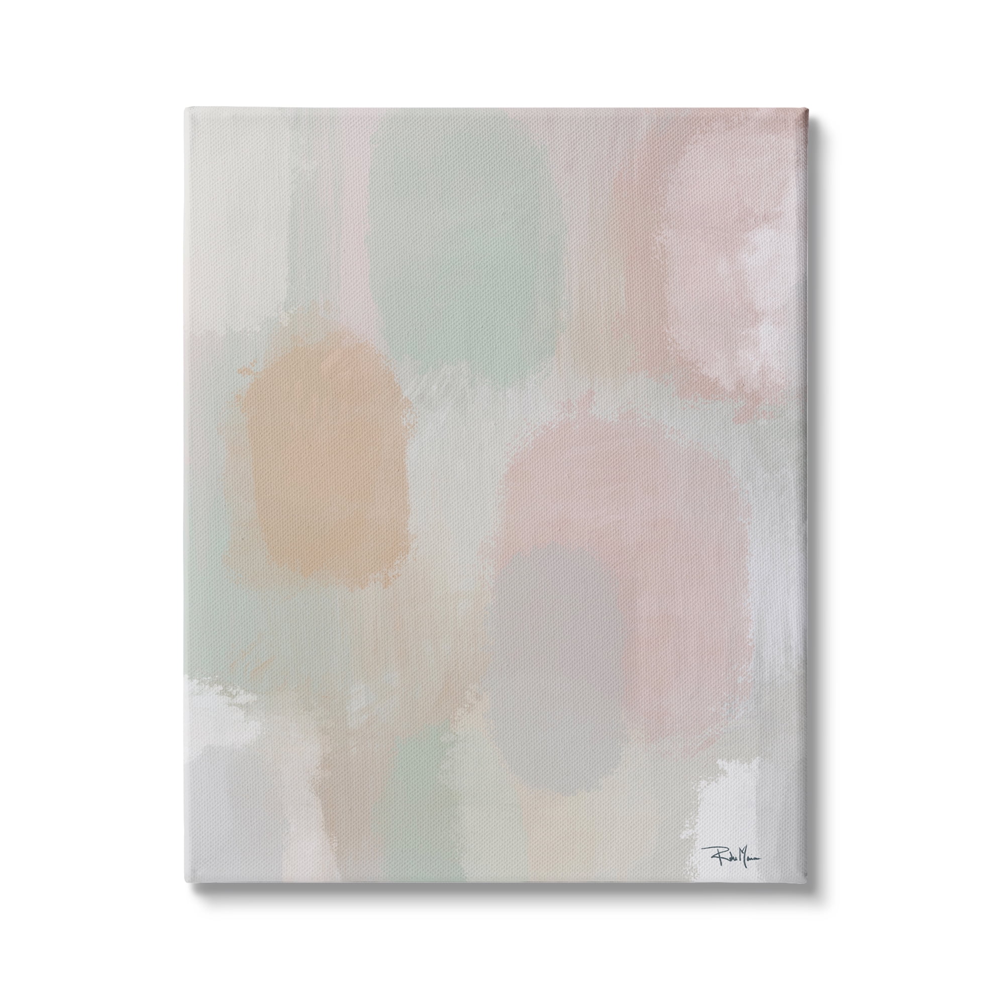 Soft Pastel Abstract Canvas Wall Art in Pink and Green, 16 x 20