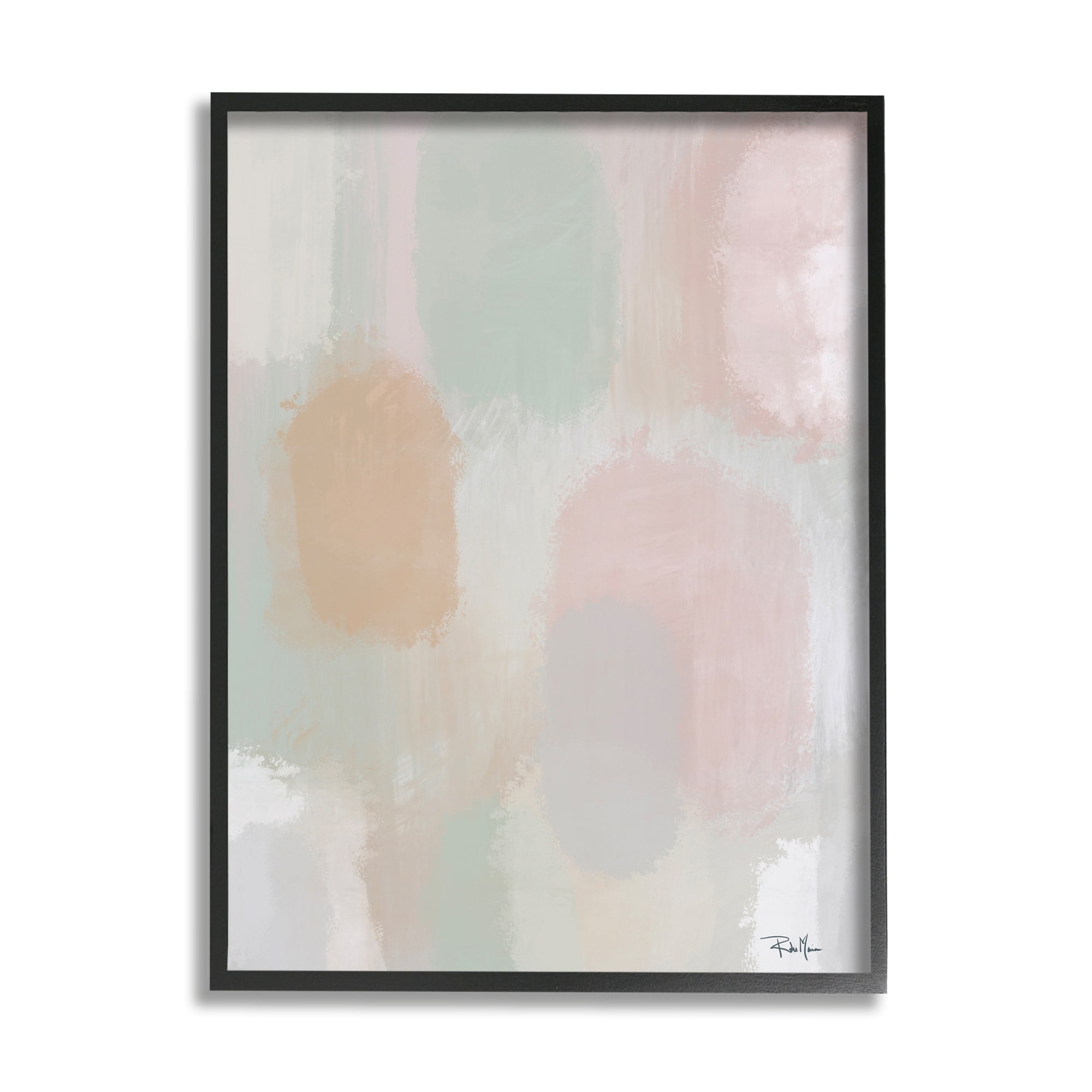 Stupell Industries Soft Pastel Abstract Painting Tranquil Pink Green Shapes, 16 x 20,Design by Robin Maria