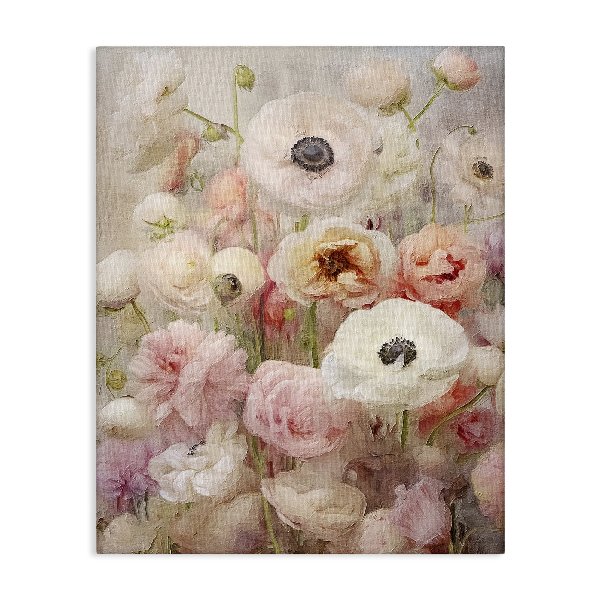 Stupell Industries Soft Pastel Florals Botanical & Floral Painting Gallery Wrapped Canvas Art Print Wall Art, 36 x 48
