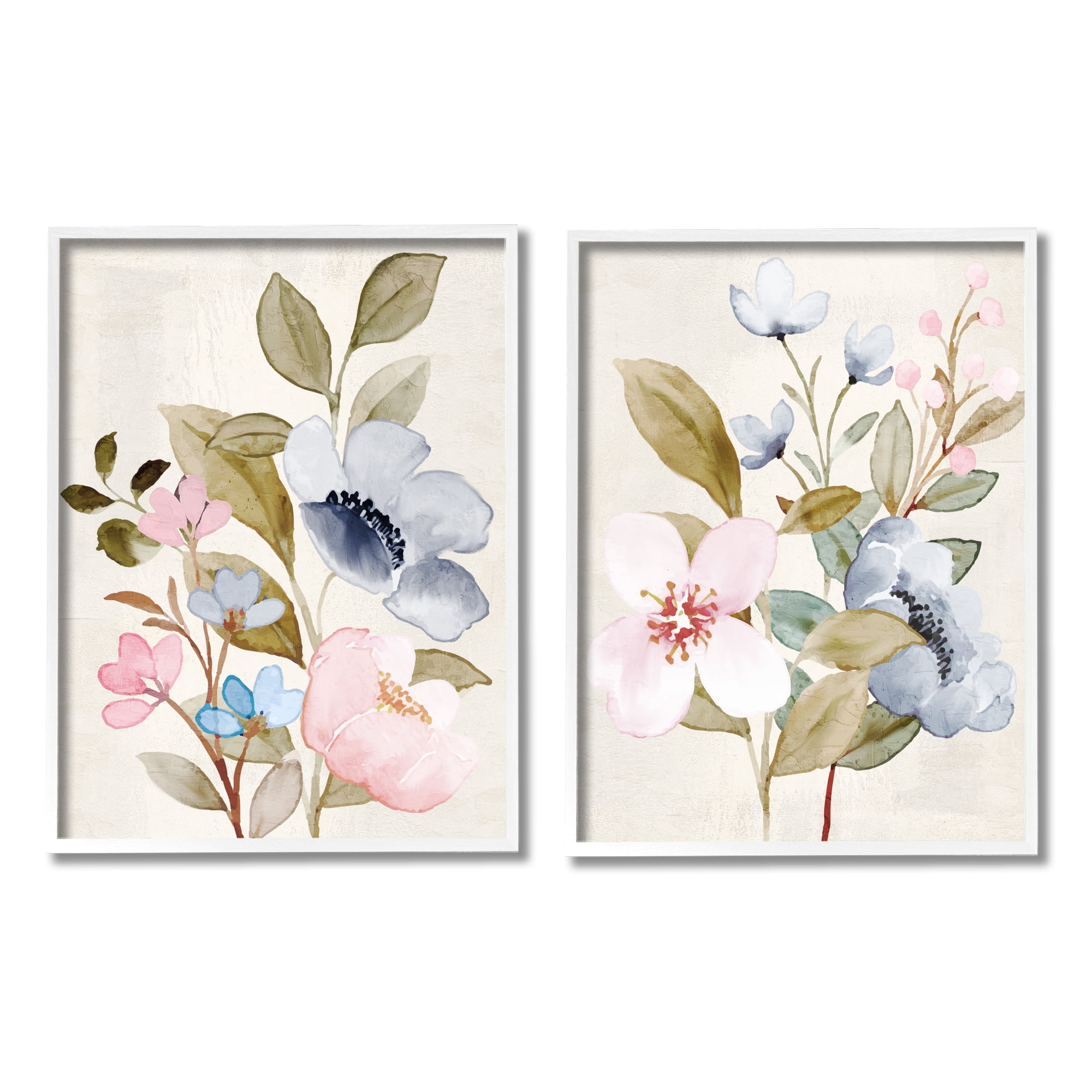 Stupell Industries Soft Pastel Florals Botanical & Floral Painting White Framed Art Print Wall Art, 11 x 14