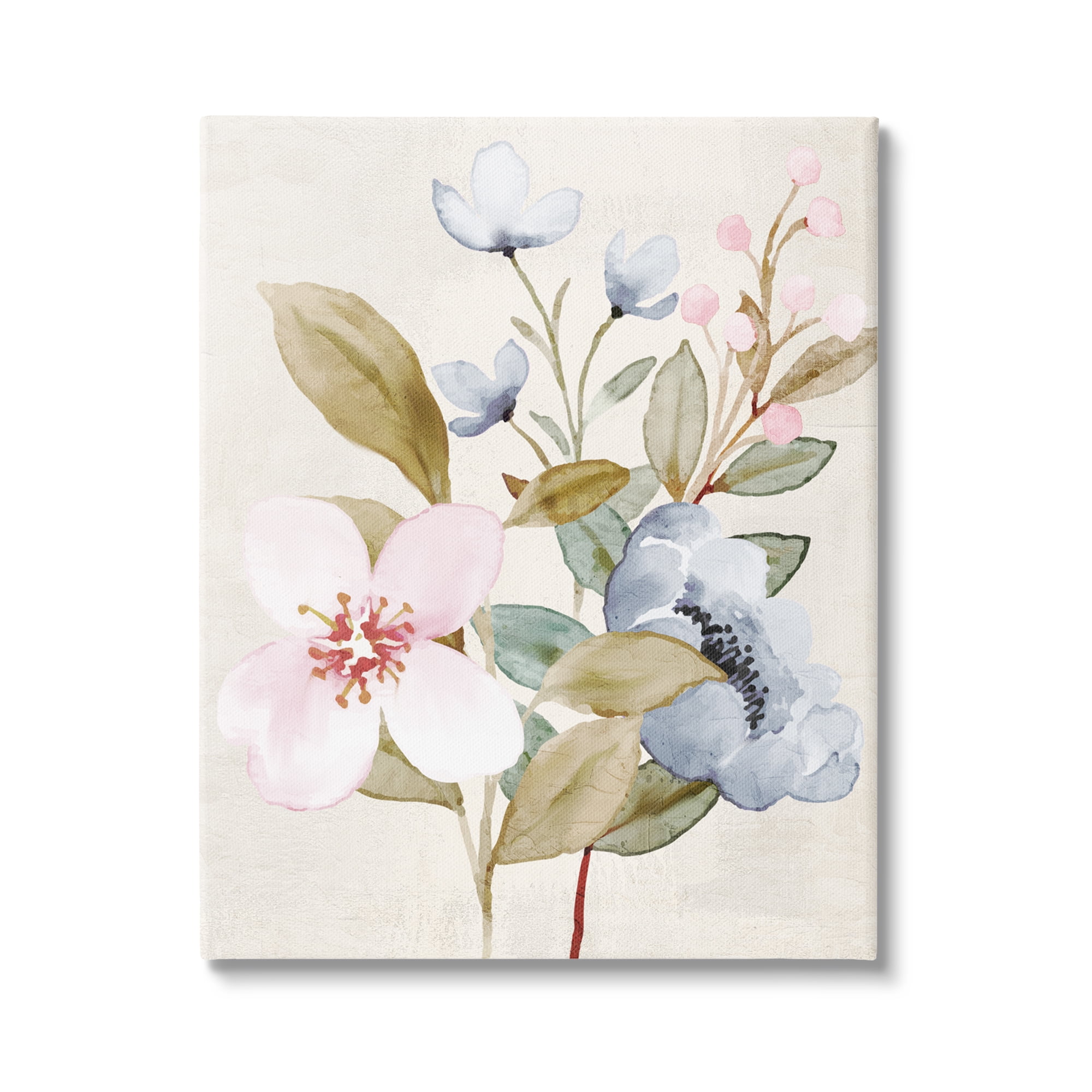 Stupell Industries Soft Pastel Flowers Botanical & Floral Painting Gallery Wrapped Canvas Art Print Wall Art, 16 x 20