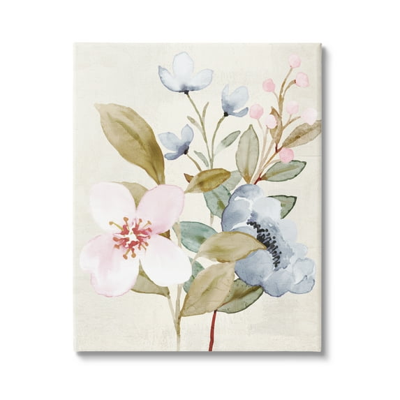 Stupell Industries Soft Pastel Flowers Botanical & Floral Painting Gallery Wrapped Canvas Art Print Wall Art, 24 x 30