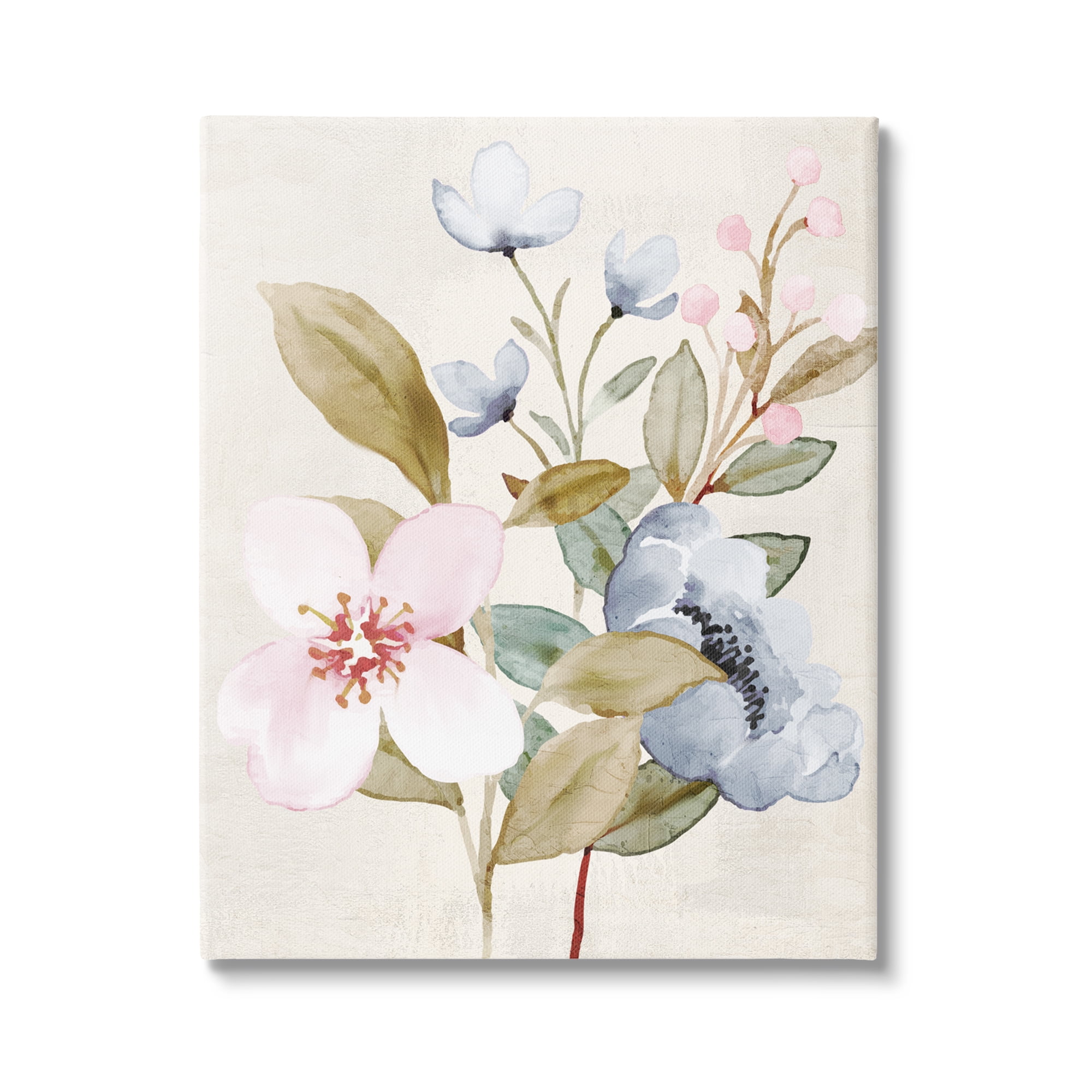 Stupell Industries Soft Pastel Flowers Botanical & Floral Painting Gallery Wrapped Canvas Art Print Wall Art, 36 x 48