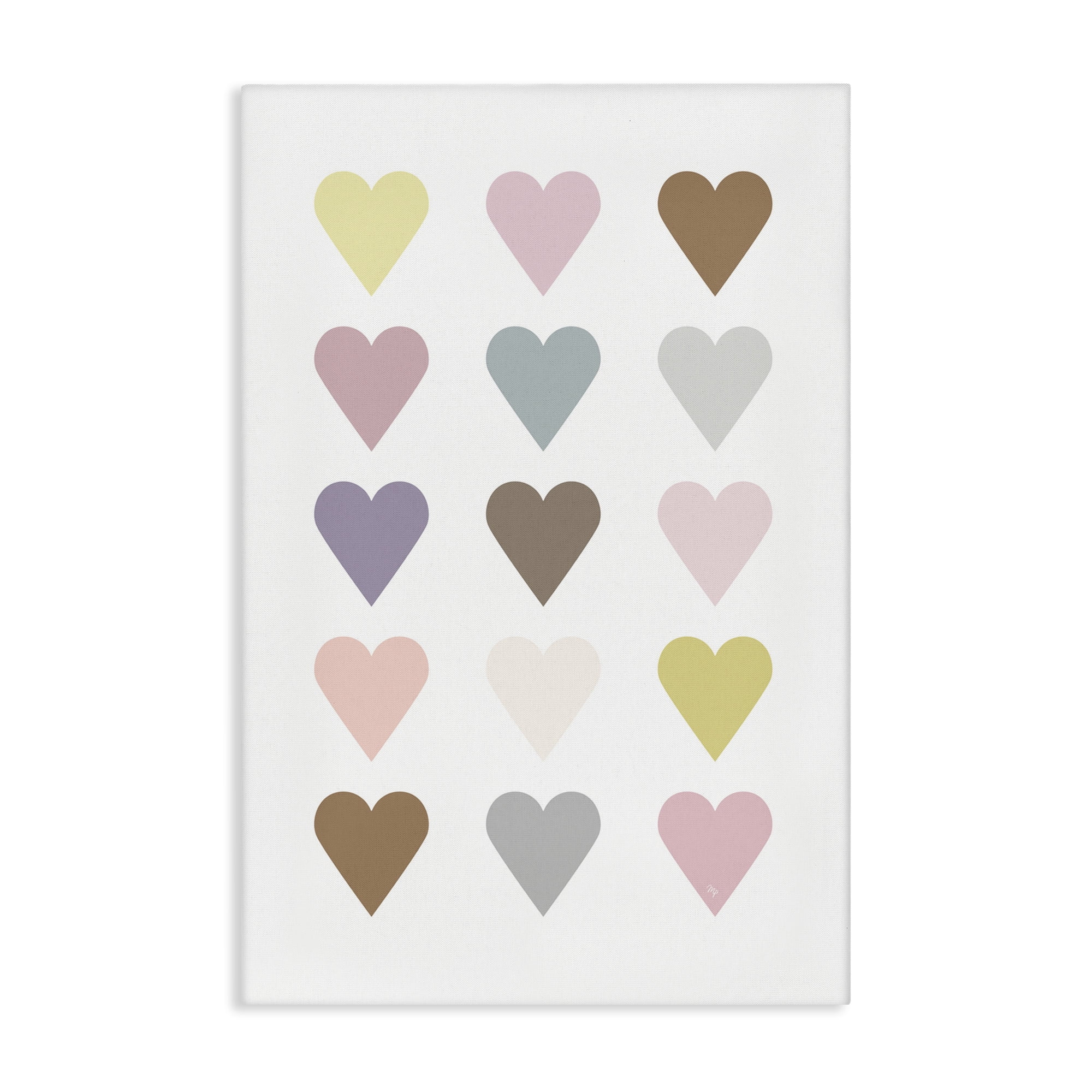 Stupell Industries Soft Pastel Hearts Abstract Painting Gallery Wrapped Canvas Art Print Wall Art, 16 x 24