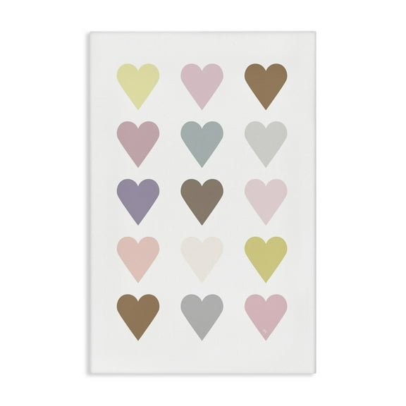Stupell Industries Soft Pastel Hearts Abstract Painting Gallery Wrapped Canvas Art Print Wall Art, 16 x 24