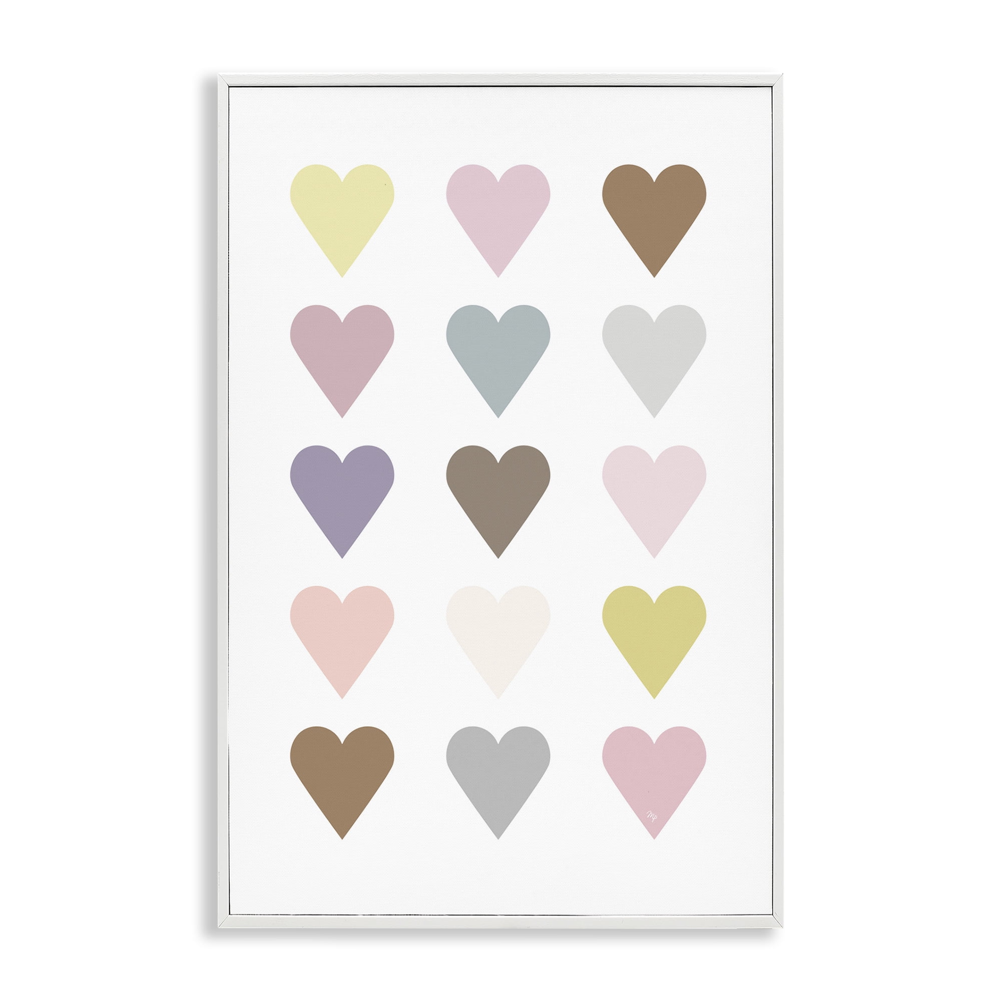 Stupell Industries Soft Pastel Hearts Abstract Painting White Framed Art Print Wall Art, 16 x 24