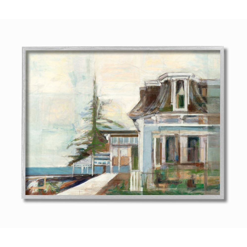 Stupell Industries Soft Pastel Lake Architecture Landscape Painting Designed by Third and Wall