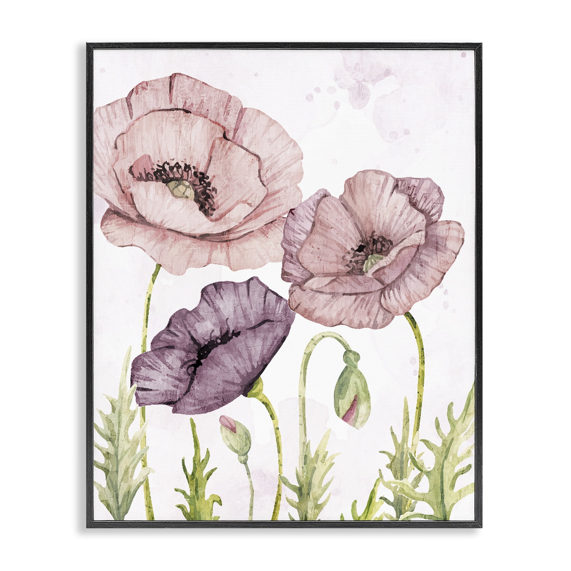 Stupell Industries Soft Pastel Poppy Garden Plants & Flowers Painting Black Framed Art Print Wall Art, 11 x 14