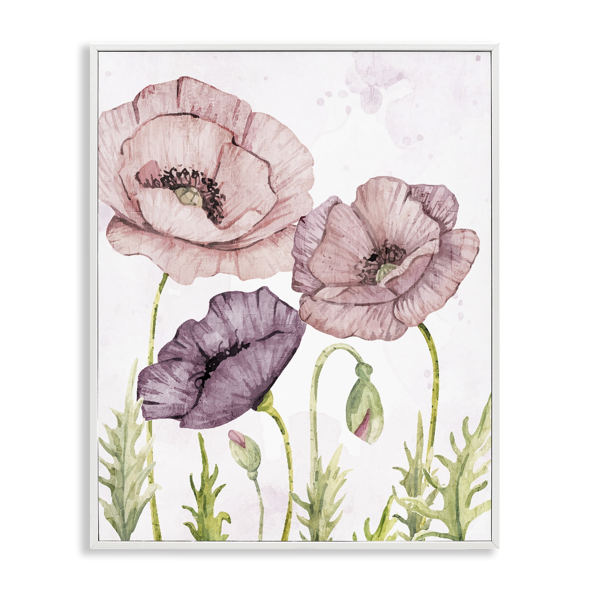 Stupell Industries Soft Pastel Poppy Garden Plants & Flowers Painting White Framed Art Print Wall Art, 24 x 30