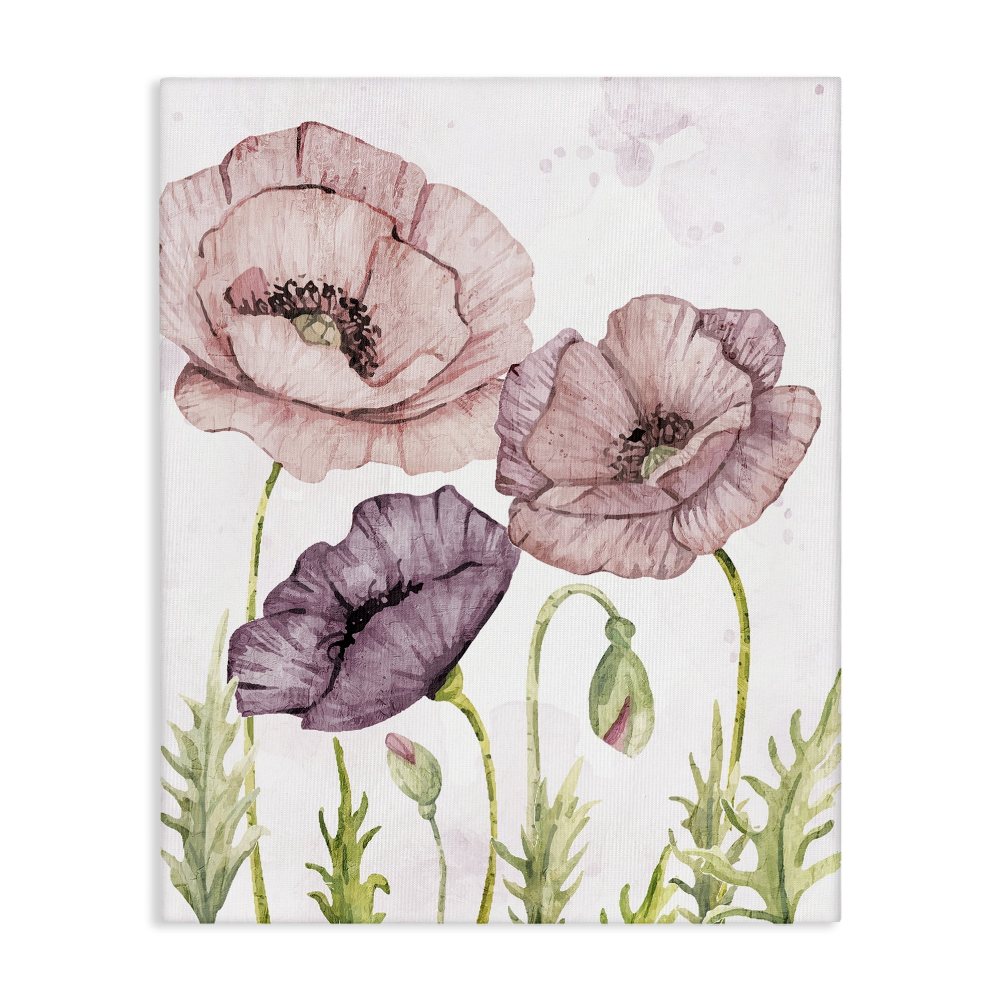 Stupell Industries Soft Pastel Poppy Garden Plants & Flowers Painting Wrapped Canvas Art Print Wall Art, 36 x 48