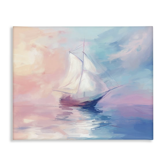Stupell Industries Soft Pastel Sea Vessel Transportation Painting Wrapped Canvas Canvas Art Print Wall Art, 30 x 24