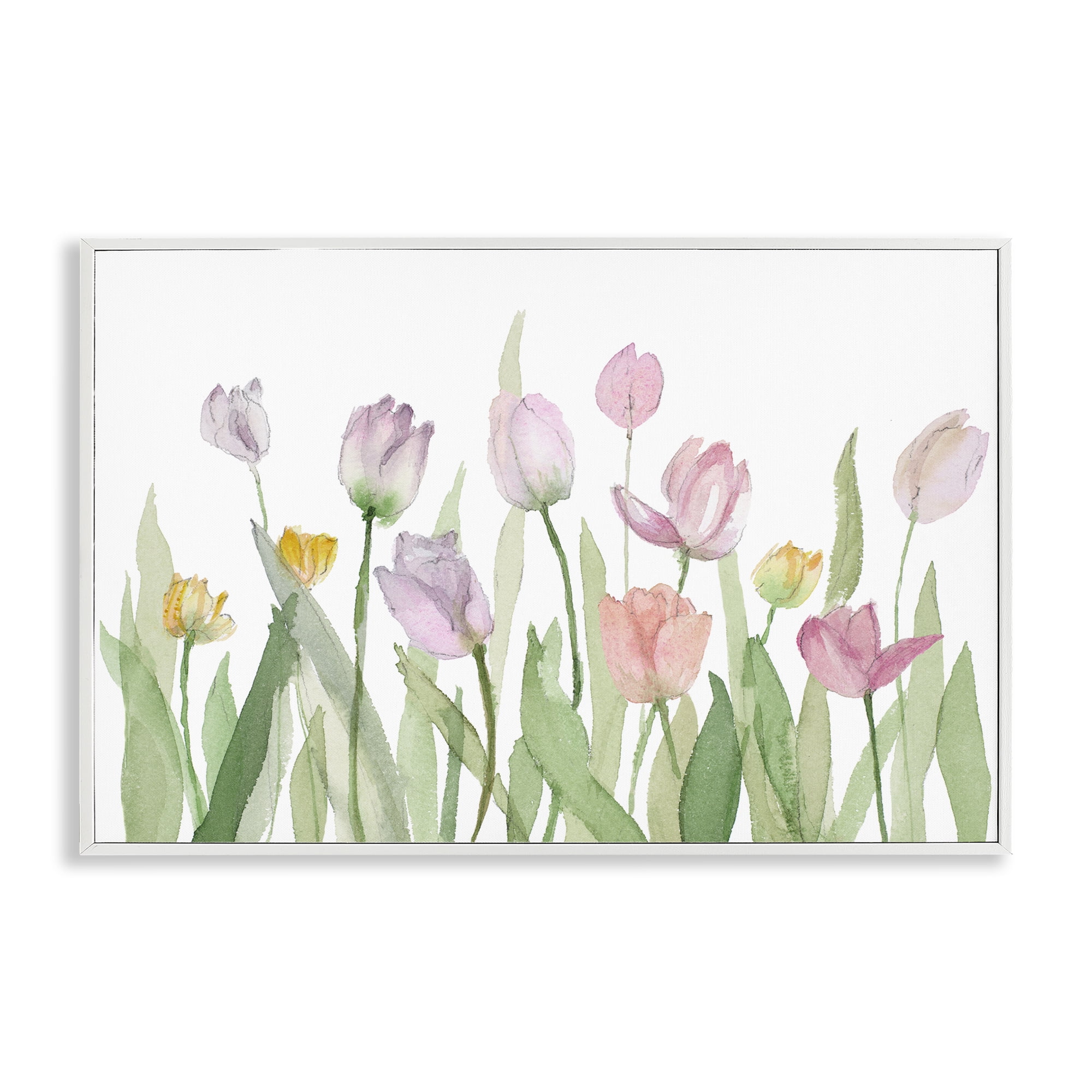 Stupell Industries Soft Pastel Tulips Plants & Flowers Painting White Framed Art Print Wall Art, 24 x 16