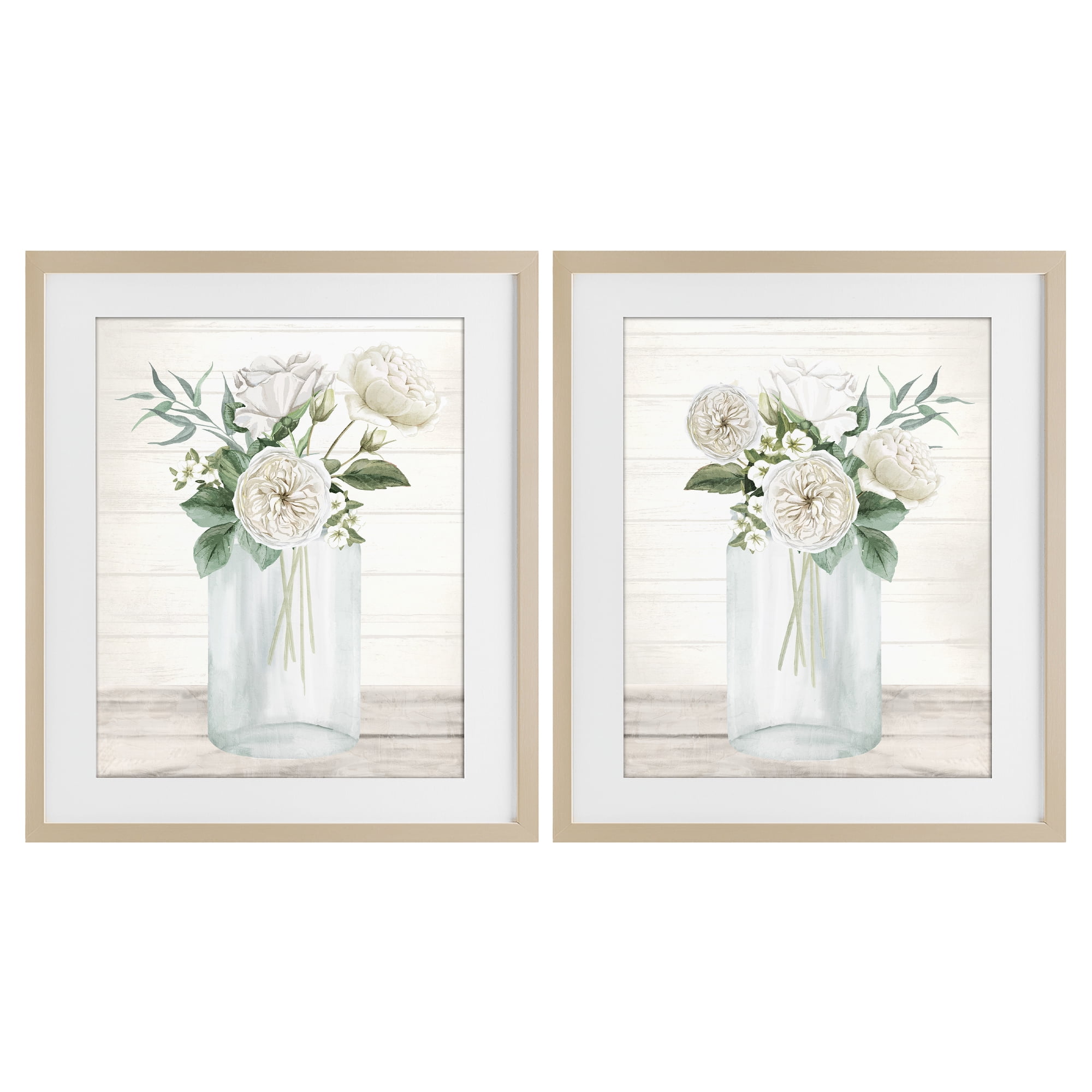 Stupell Industries Soft Patience Flowers 2 Piece Birch Framed Print Under Glass Set, design by Kim Allen