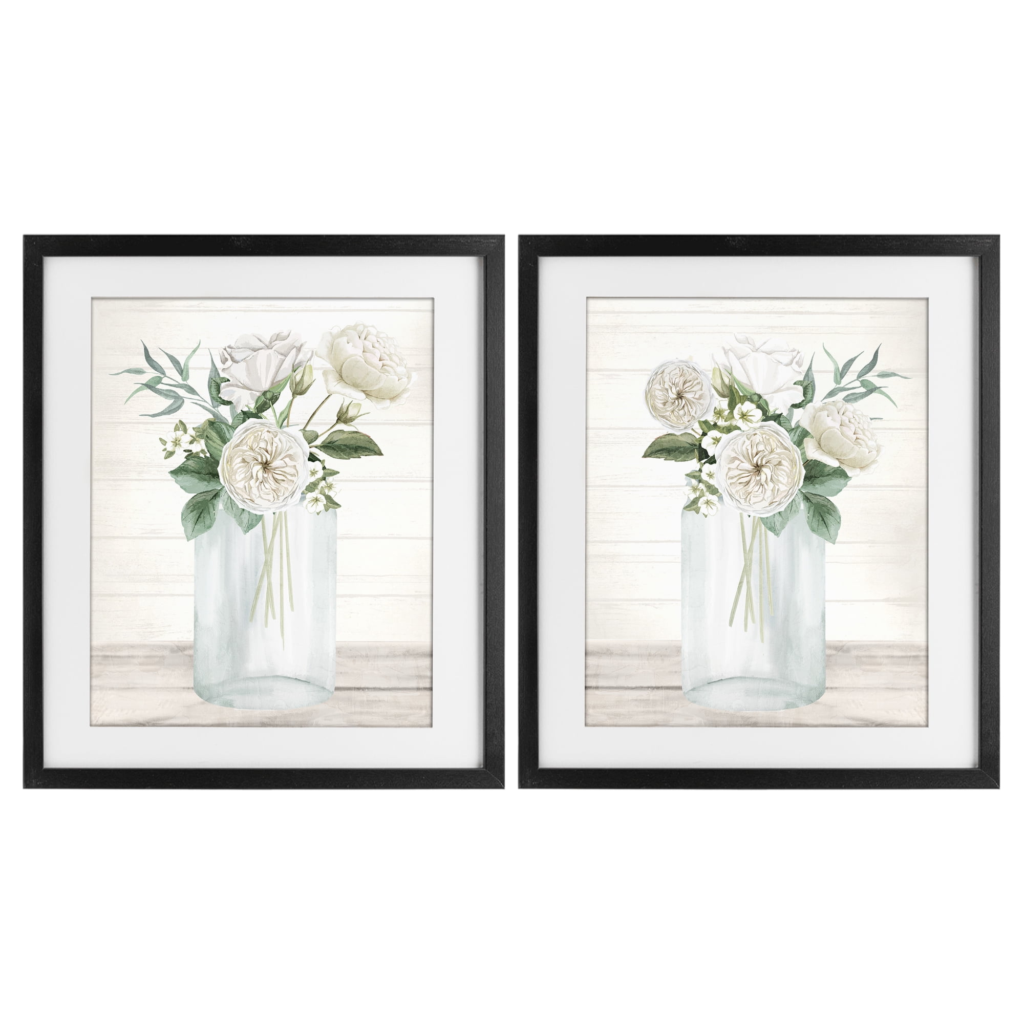 Stupell Industries Soft Patience Flowers 2 Piece Black Framed Print Under Glass Set, design by Kim Allen
