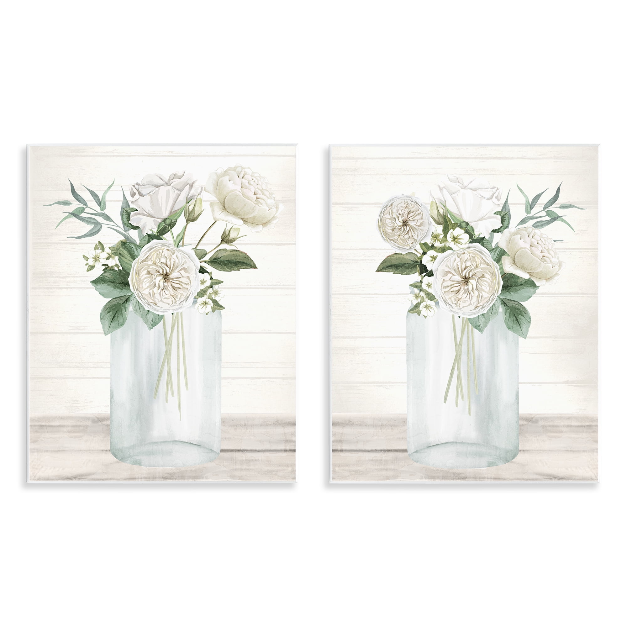 Stupell Industries Soft Patience Flowers 2 Piece Wall Plaque Art Set, design by Kim Allen