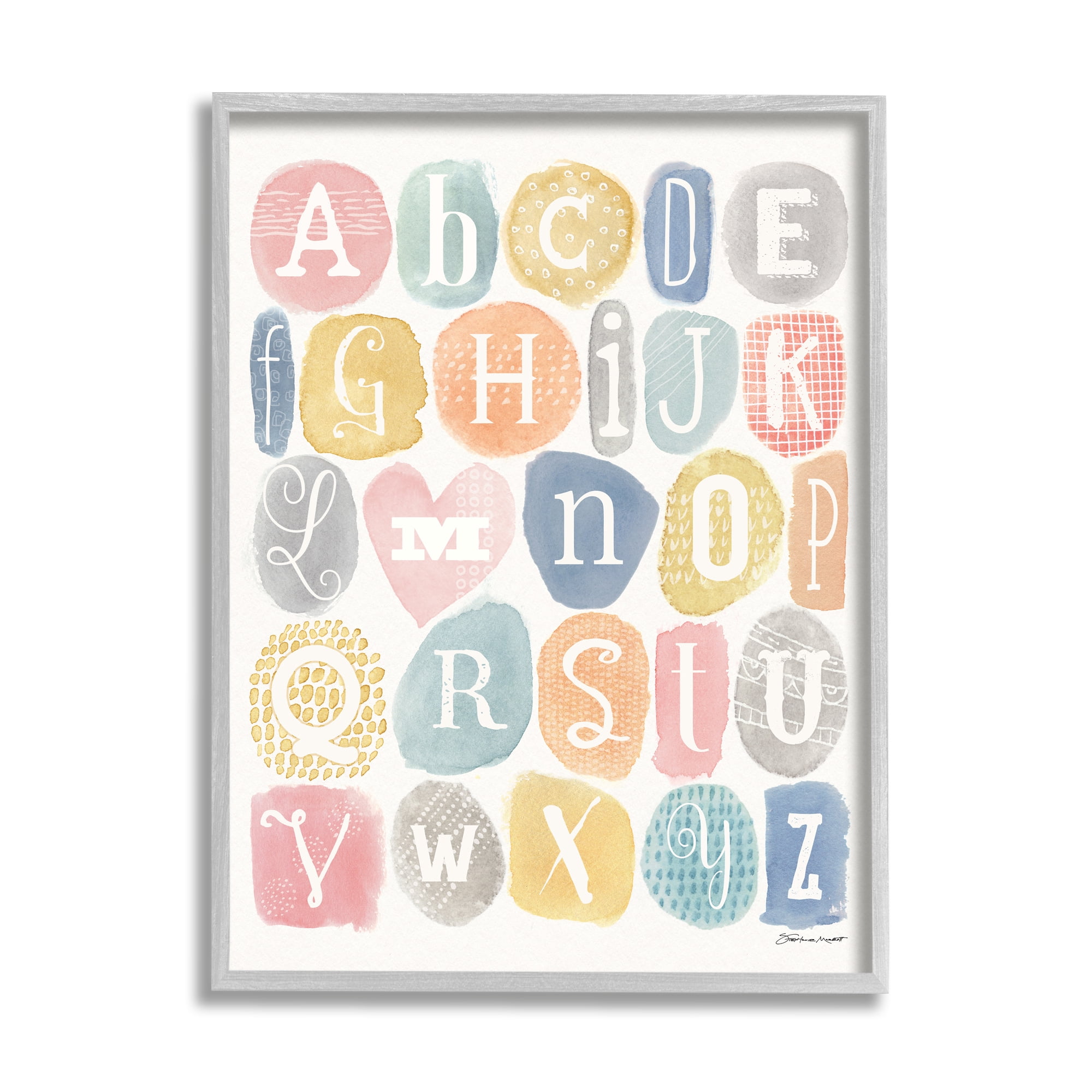 Free Shipping! Stupell Industries Watercolor Alphabet Chart Framed ...