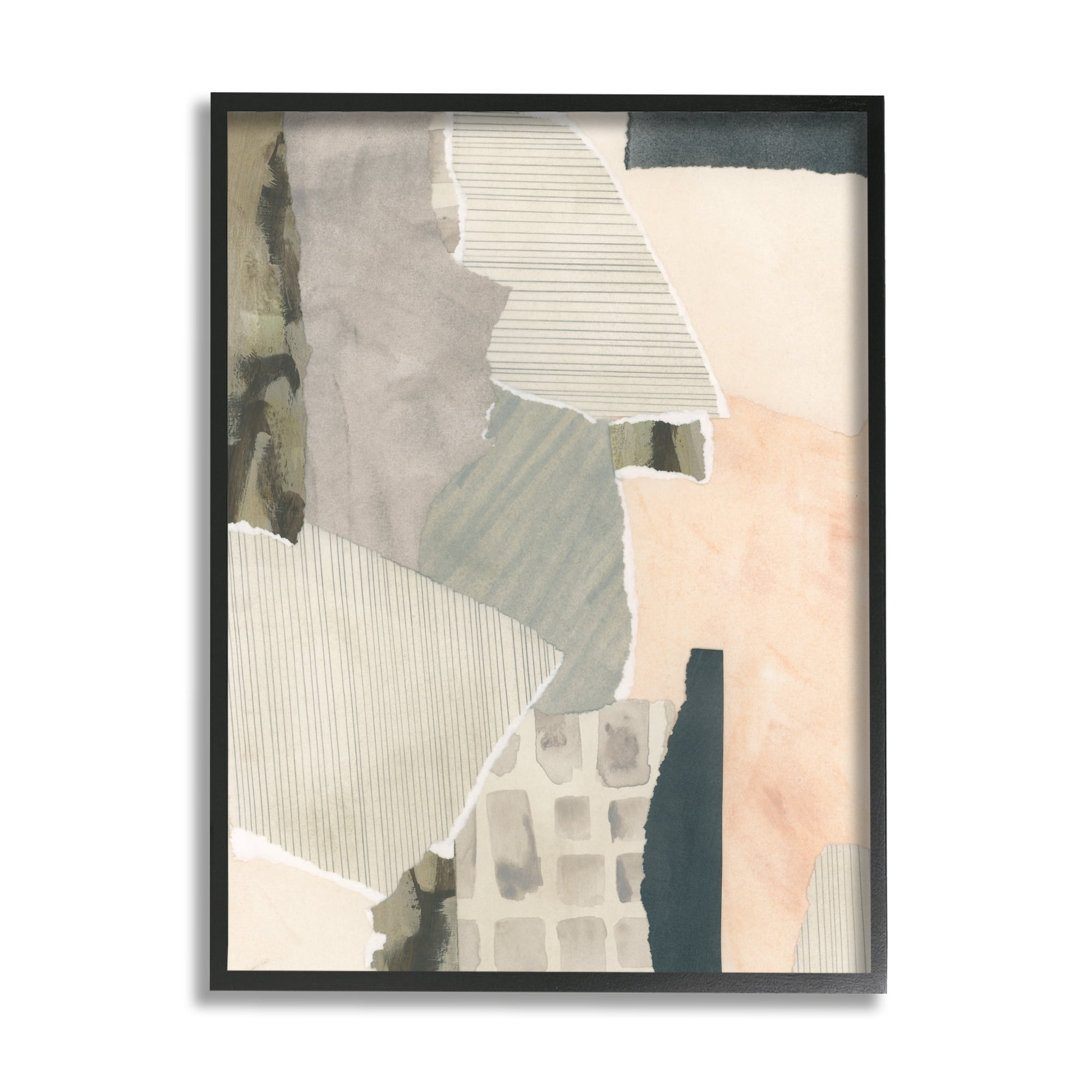 Stupell Industries Soft Patterned Collage Abstract Painting Black Framed Art Print Wall Art, 11 x 14