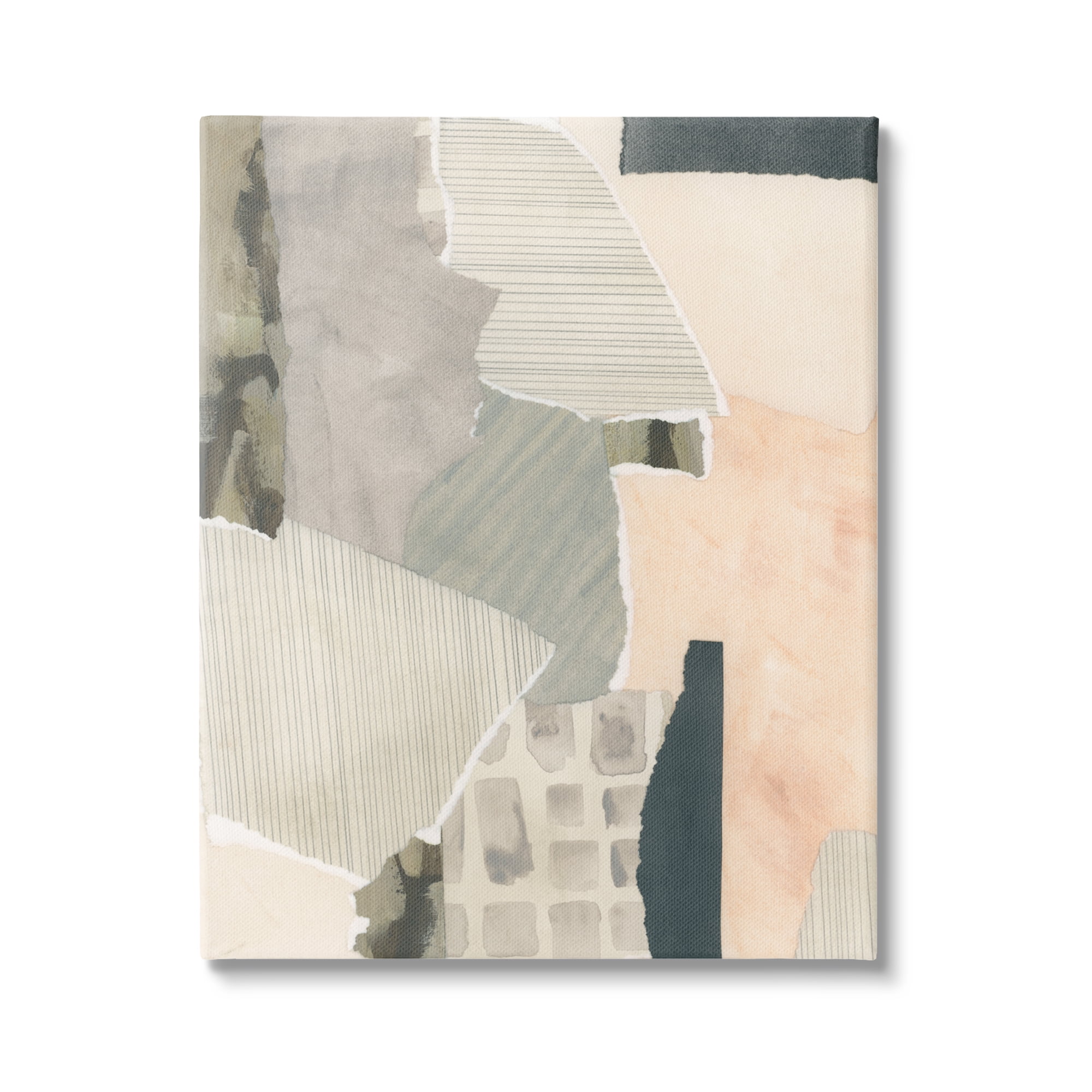 Stupell Industries Soft Patterned Collage Abstract Painting Gallery Wrapped Canvas Art Print Wall Art, 36 x 48