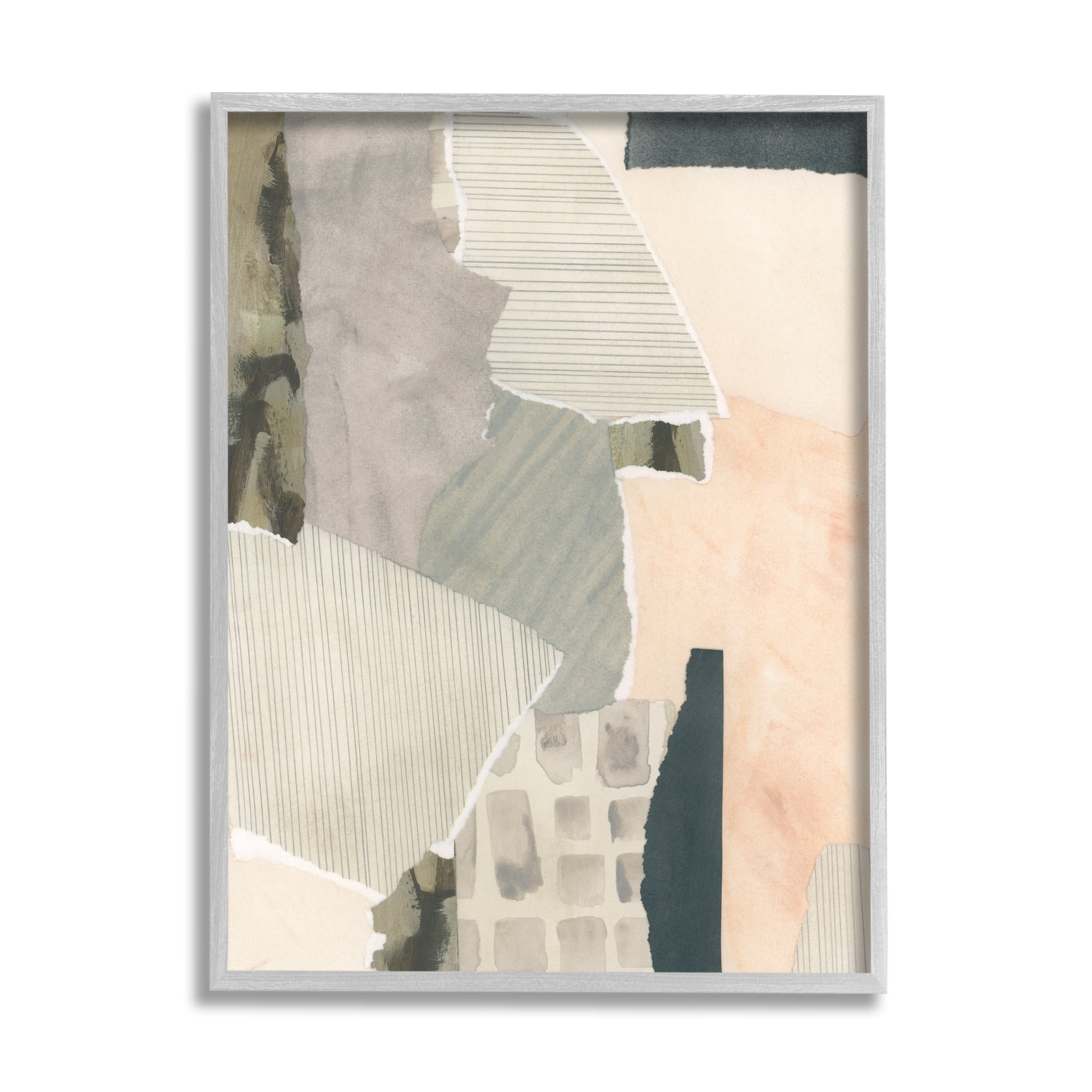 Stupell Industries Soft Patterned Collage Abstract Painting Gray Framed Art Print Wall Art, 11 x 14
