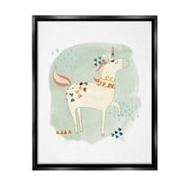 Stupell Industries Soft Patterned Unicorn Animals & Insects Painting Black Floater Framed Canvas Art Print Wall Art, 17 x 21