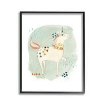 Stupell Industries Soft Patterned Unicorn Animals & Insects Painting Black Framed Art Print Wall Art, 11 x 14