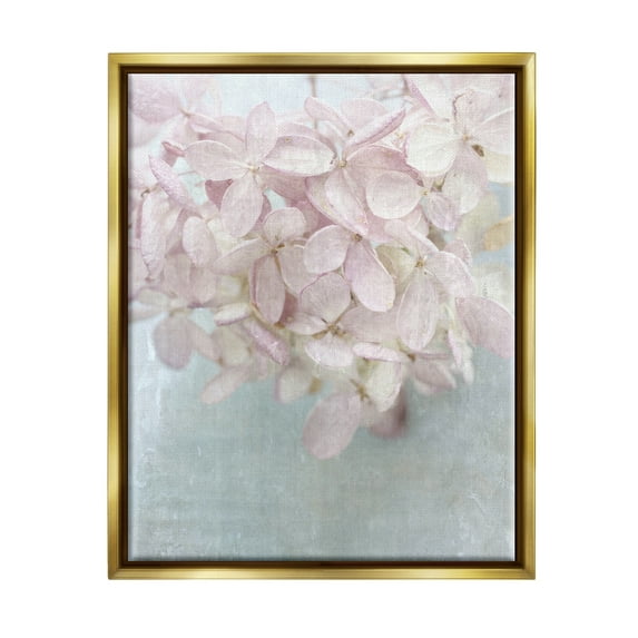 Stupell Industries Soft Pink Abstract Flower Petals Botanical & Floral Painting Gold Floater Framed Art Print Wall Art