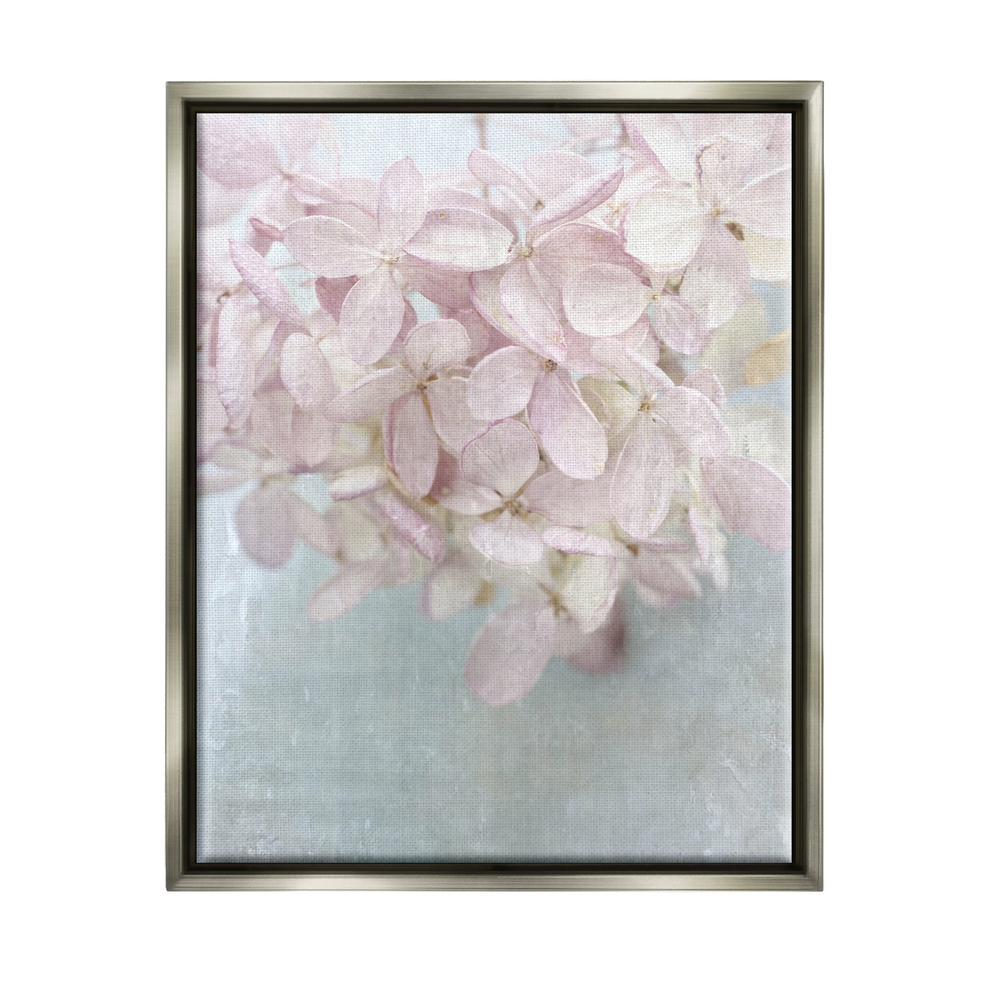 Stupell Industries Soft Pink Abstract Flower Petals Botanical & Floral Painting Gray Floater Framed Art Print Wall Art