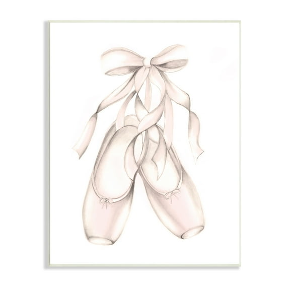 Stupell Industries Soft Pink Ballerina Slippers Ballet Dance Shoes, 10 x 15, Designed by Studio Q